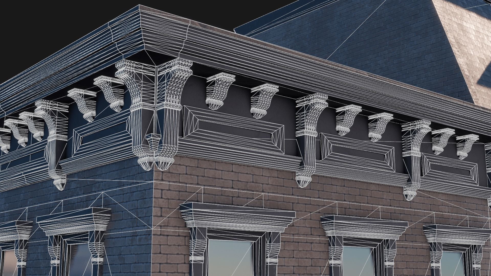 BrownStone Modular Building - Asset Low-poly 3D model_19