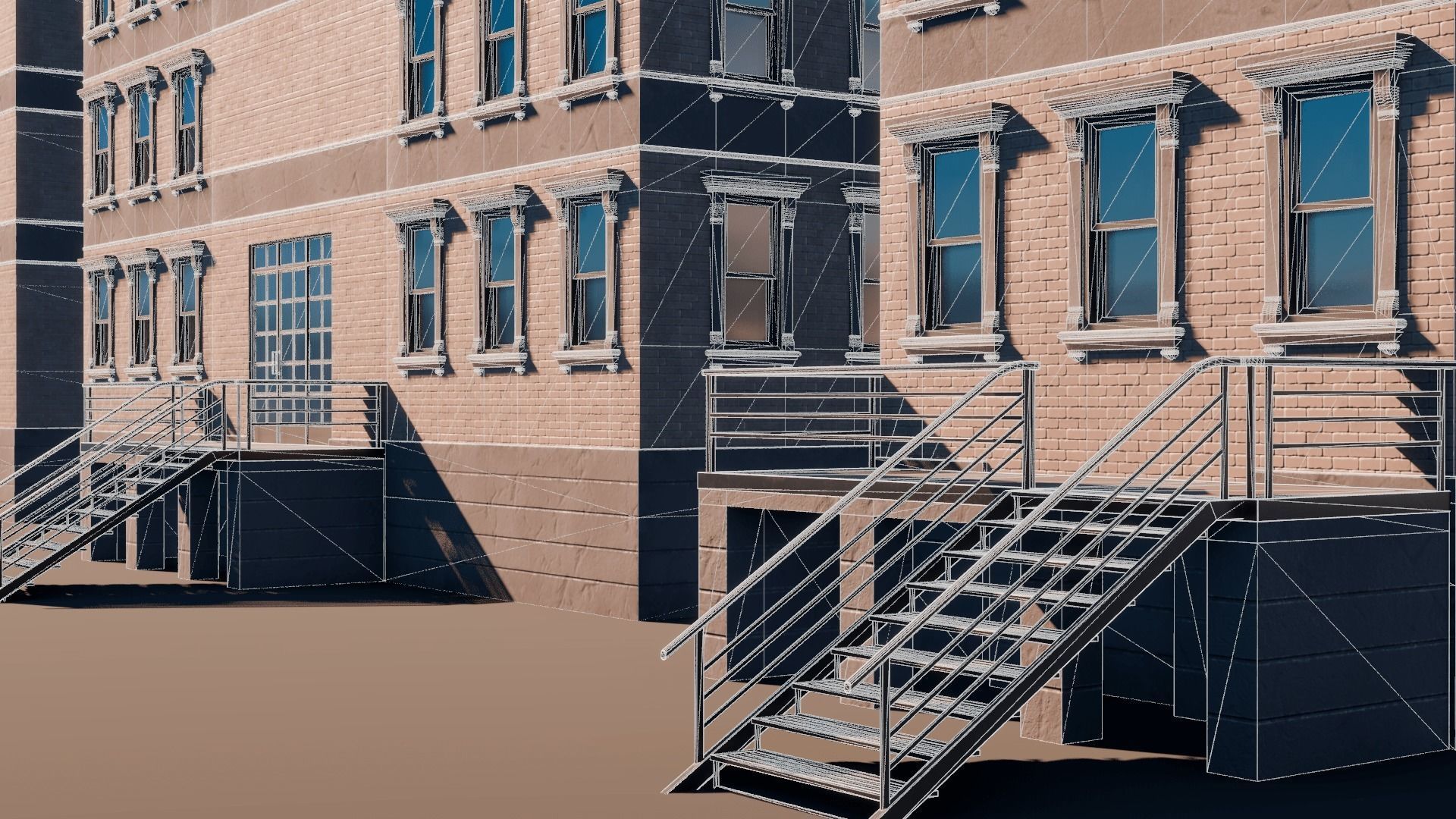 BrownStone Modular Building - Asset Low-poly 3D model_15