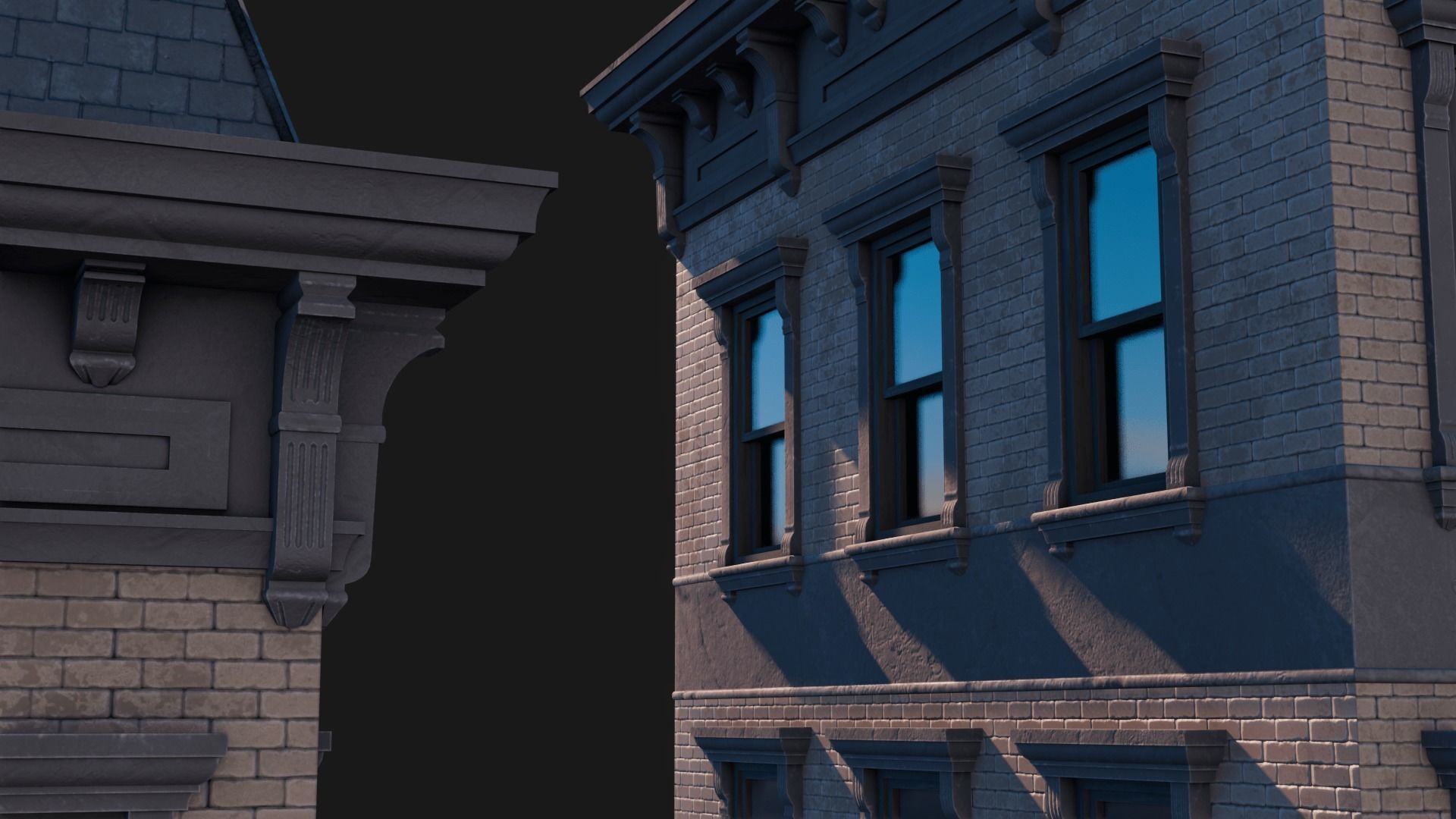 BrownStone Modular Building - Asset Low-poly 3D model_16