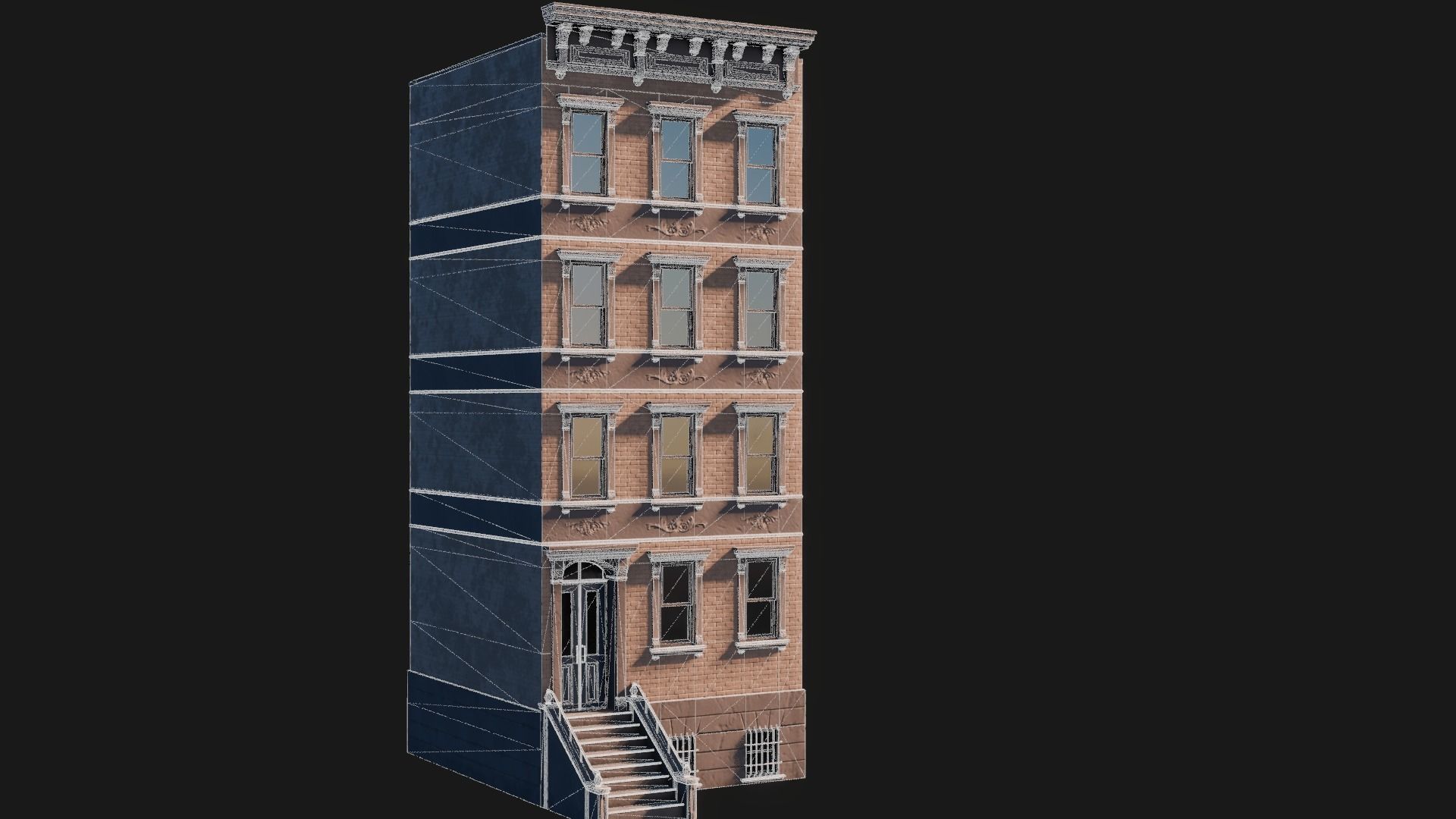 BrownStone Modular Building - Asset Low-poly 3D model_25