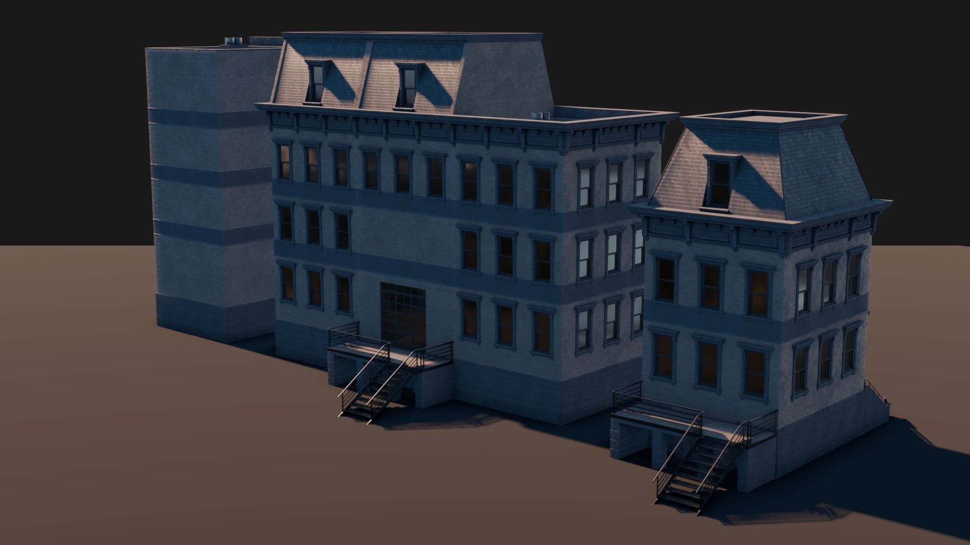 BrownStone Modular Building - Asset Low-poly 3D model_8