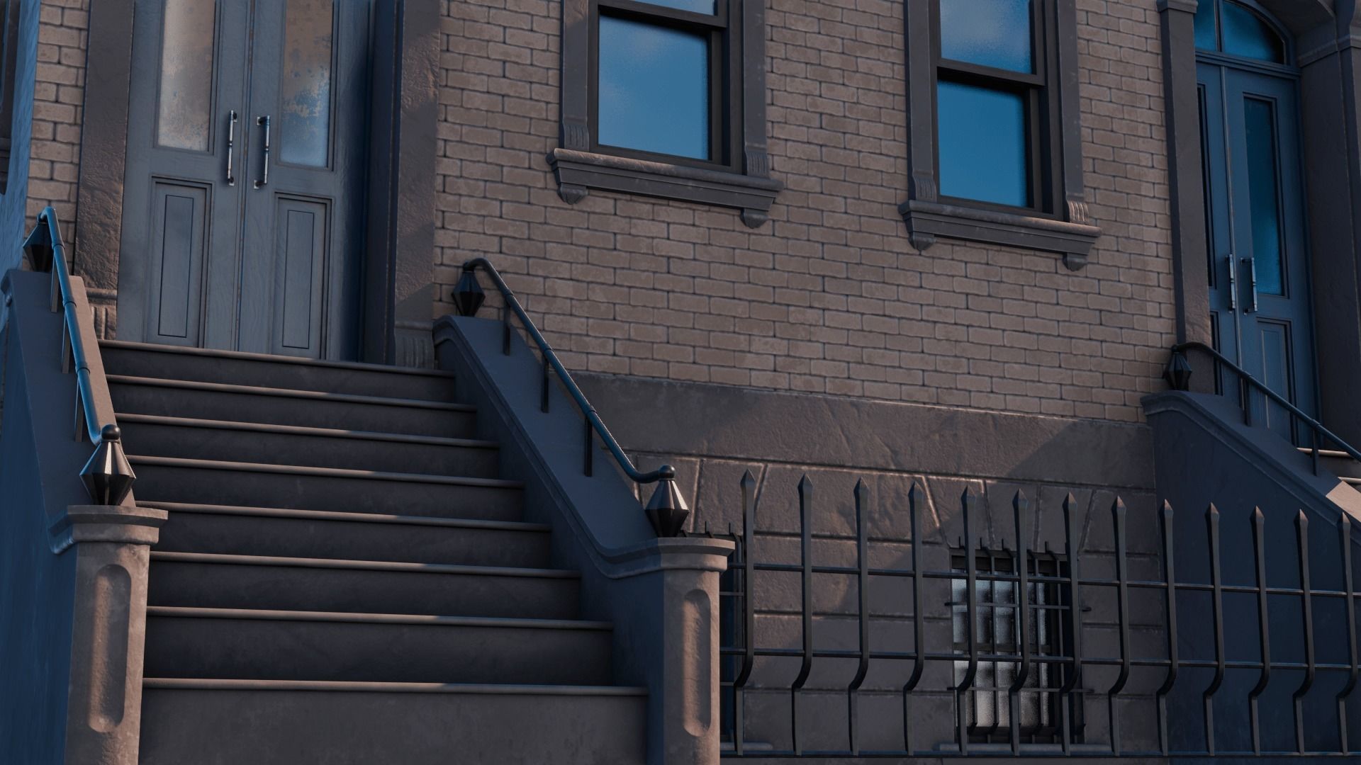 BrownStone Modular Building - Asset Low-poly 3D model_10