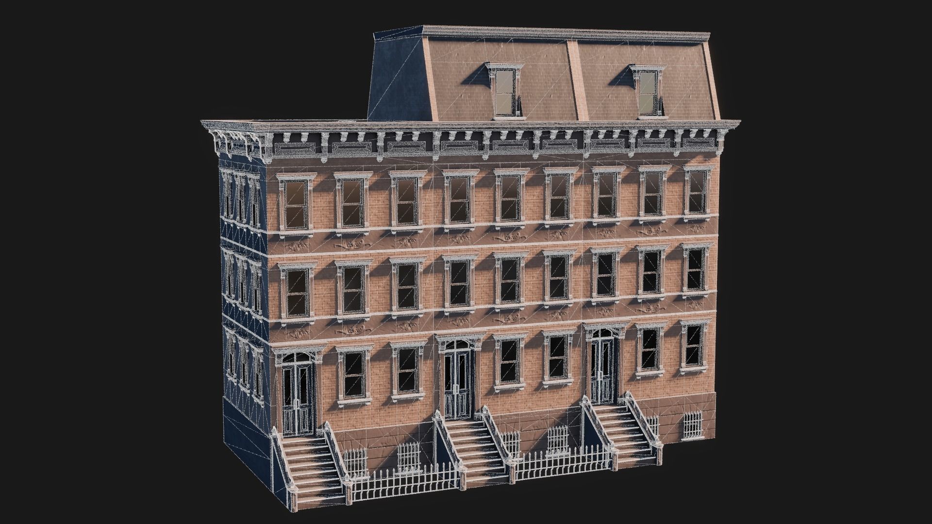 BrownStone Modular Building - Asset Low-poly 3D model_23
