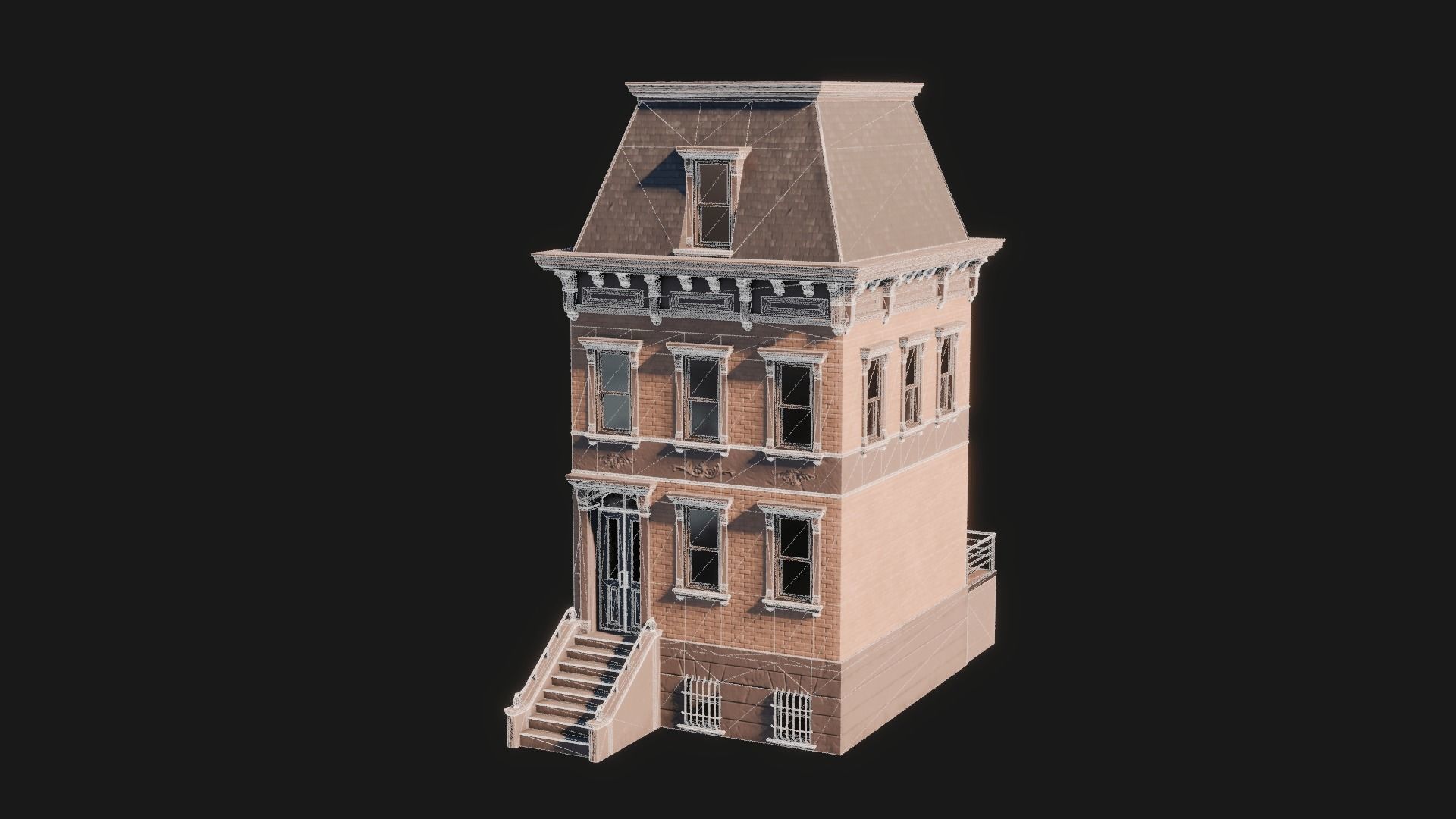 BrownStone Modular Building - Asset Low-poly 3D model_21