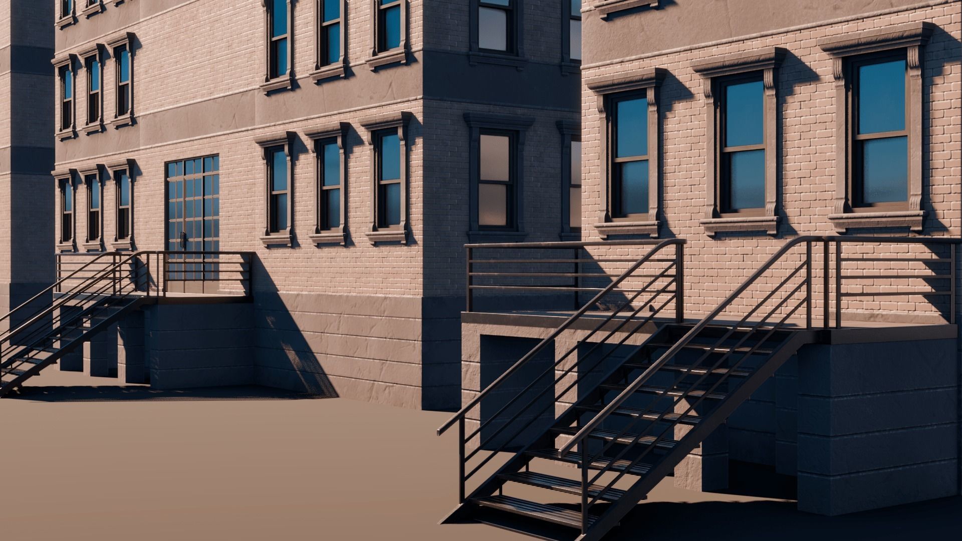 BrownStone Modular Building - Asset Low-poly 3D model_14