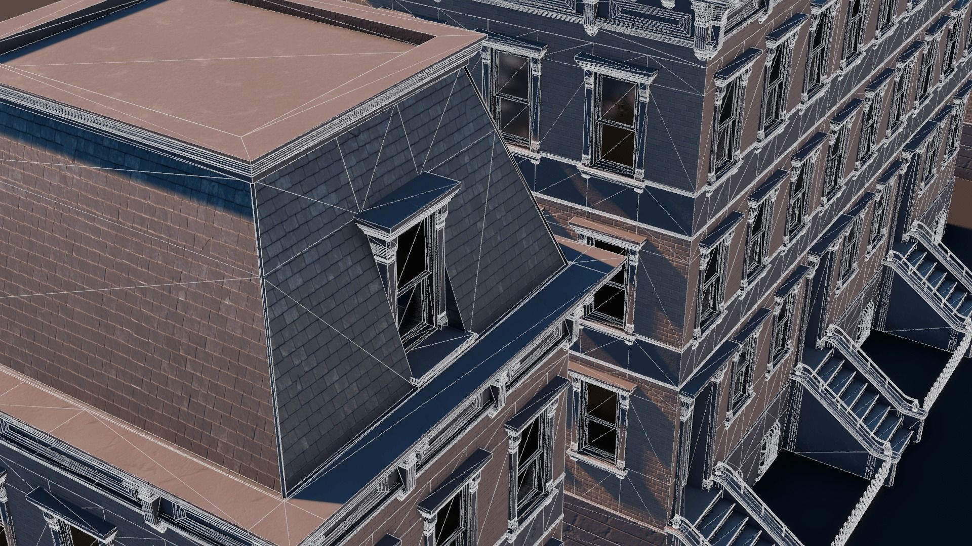 BrownStone Modular Building - Asset Low-poly 3D model_13