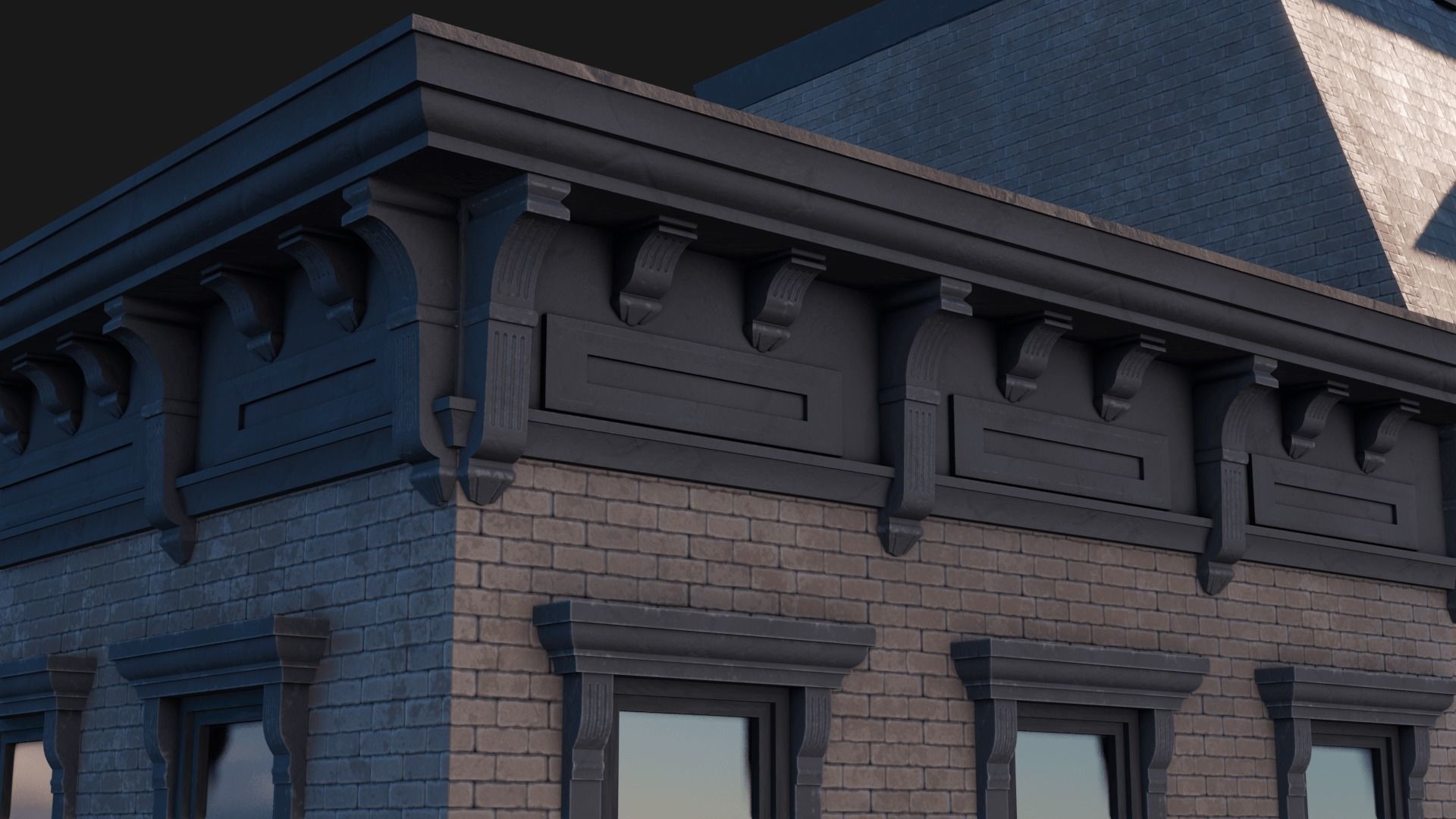 BrownStone Modular Building - Asset Low-poly 3D model_18