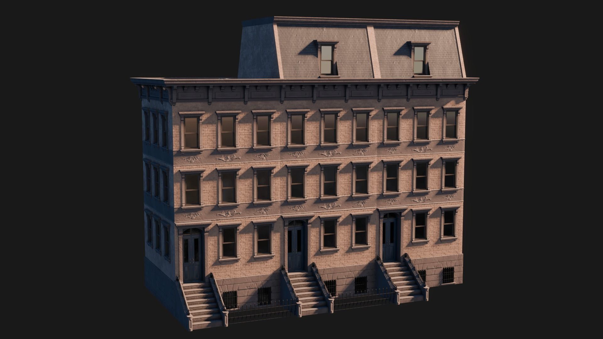 BrownStone Modular Building - Asset Low-poly 3D model_22