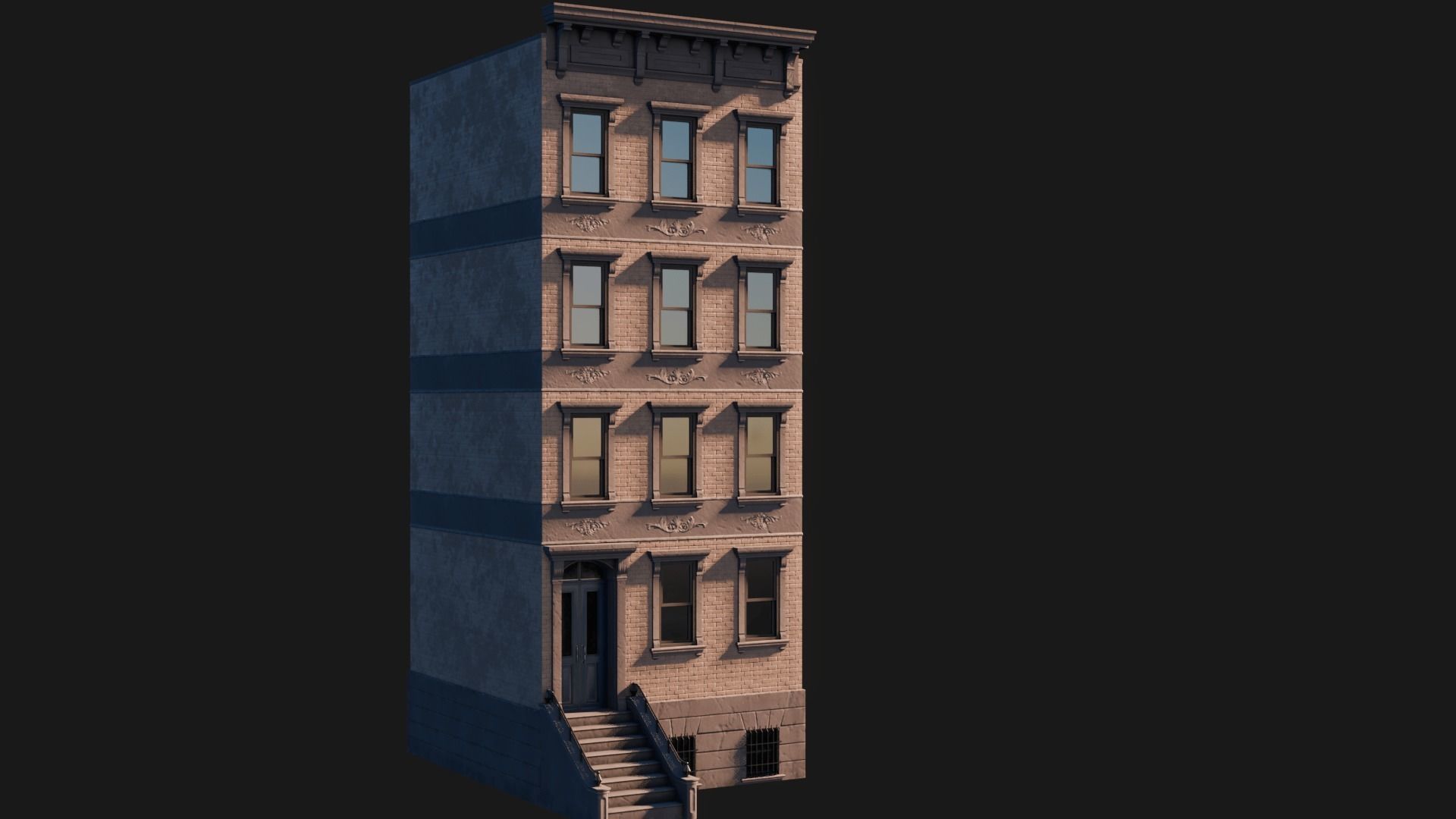 BrownStone Modular Building - Asset Low-poly 3D model_24