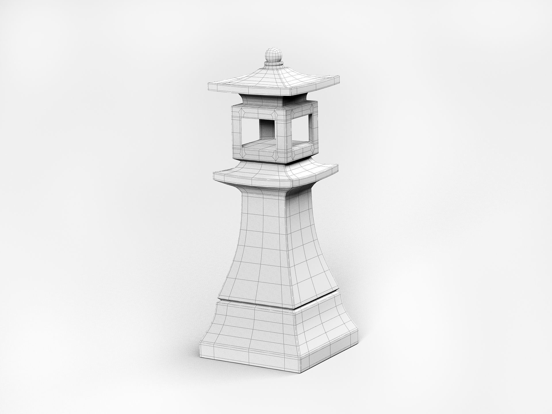 Concrete stone lantern Low-poly 3D model_6