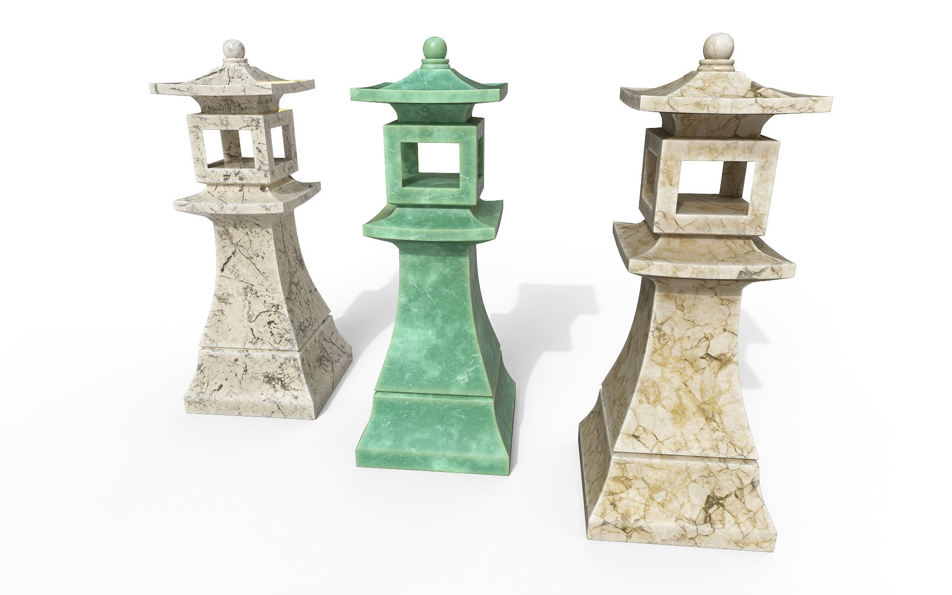 Concrete stone lantern Low-poly 3D model_3