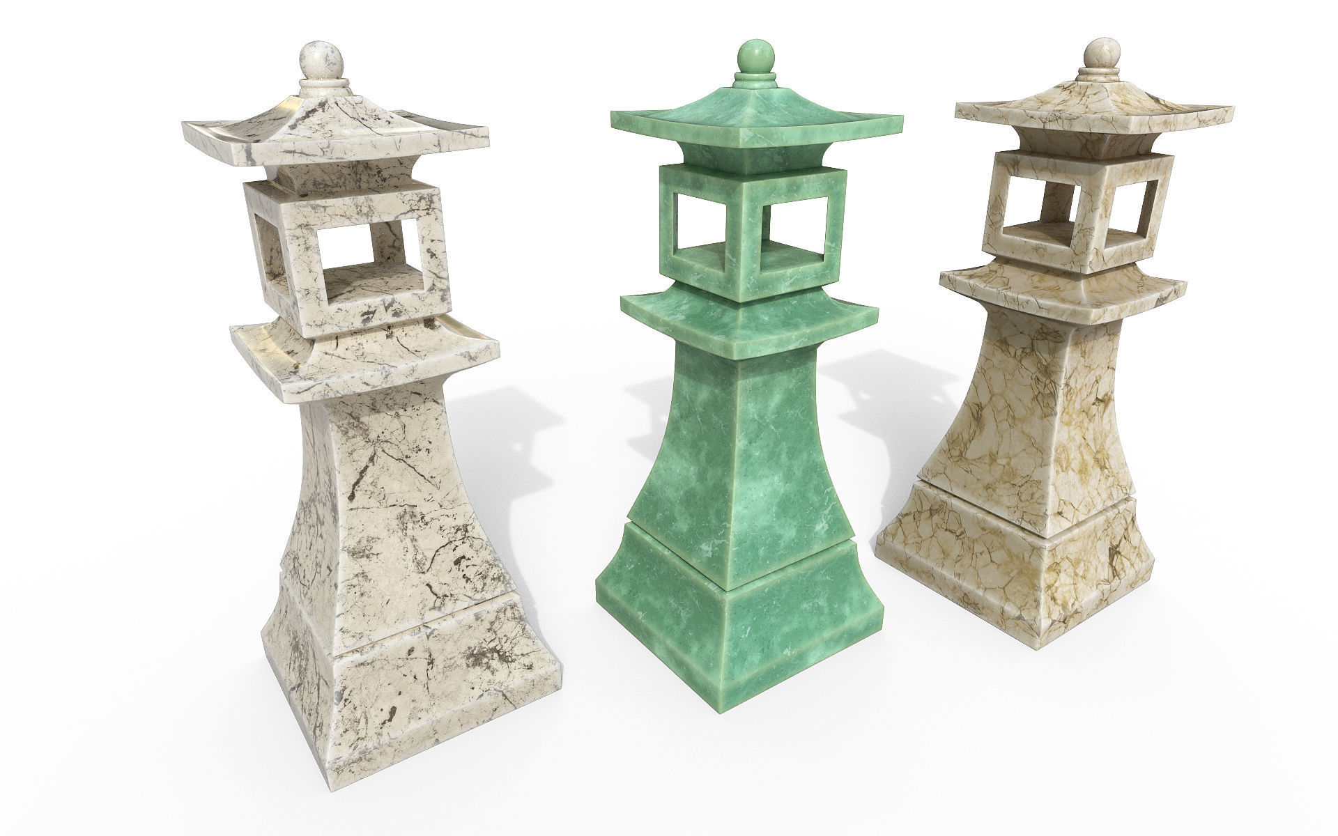 Concrete stone lantern Low-poly 3D model_2