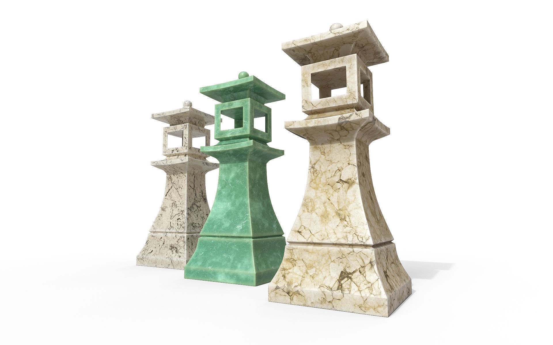 Concrete stone lantern Low-poly 3D model_4
