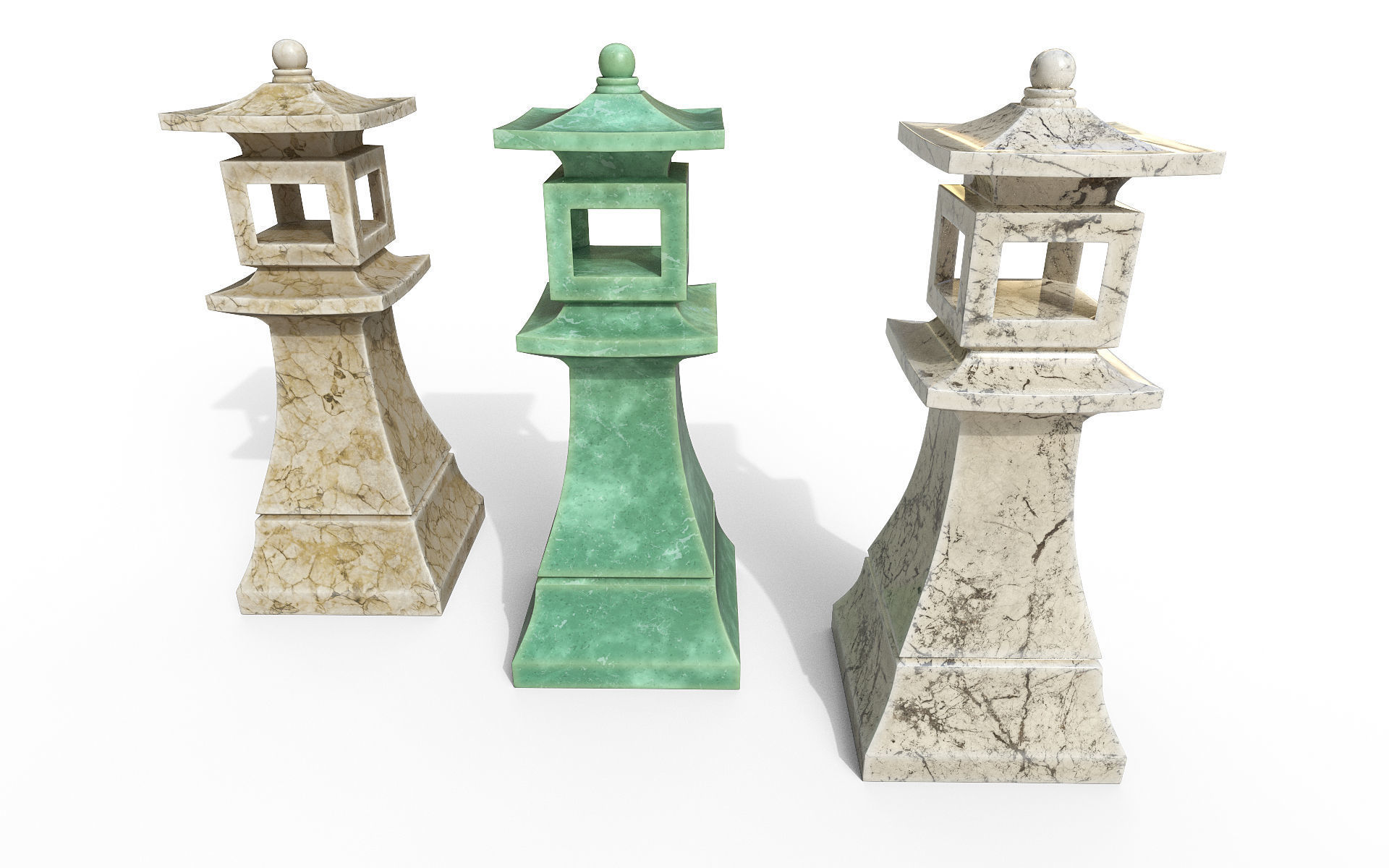 Concrete stone lantern Low-poly 3D model_1