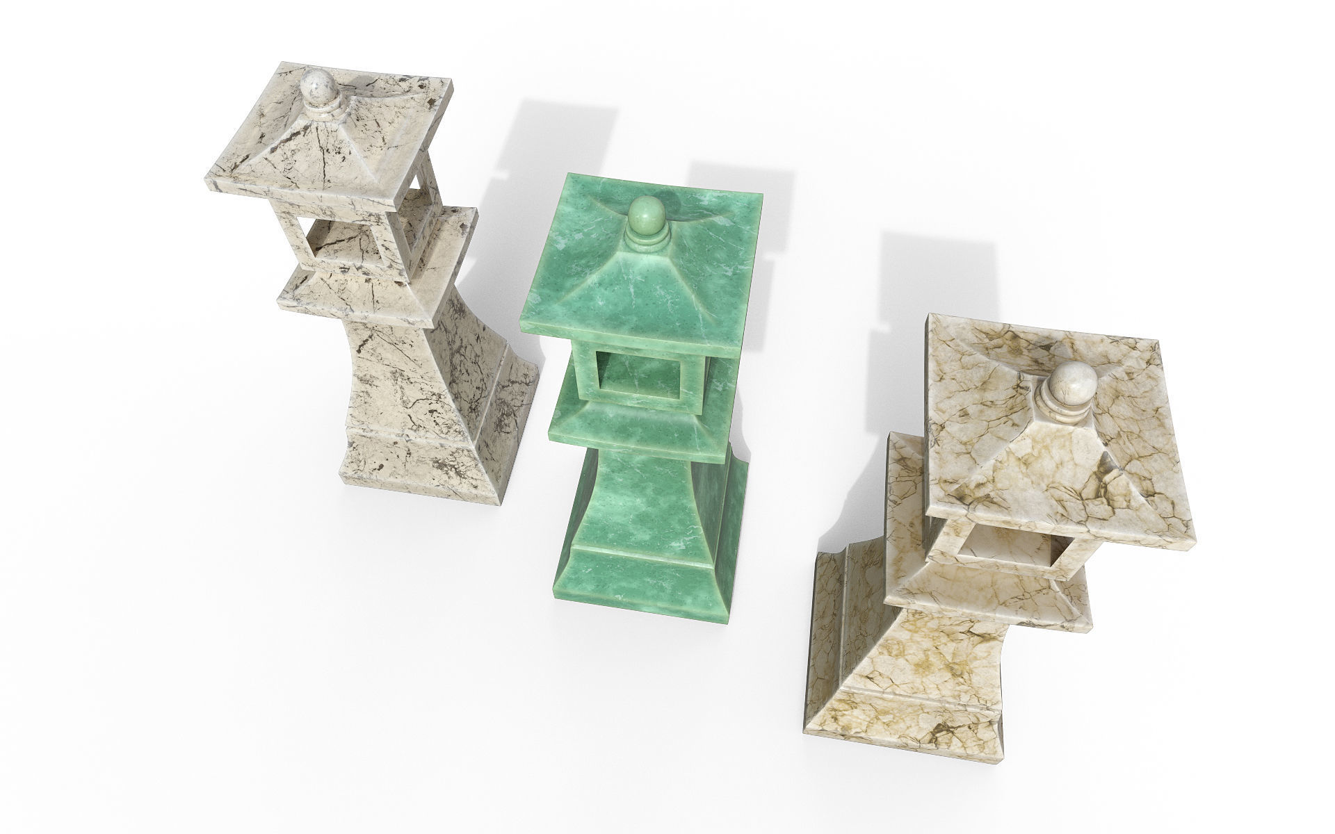 Concrete stone lantern Low-poly 3D model_5