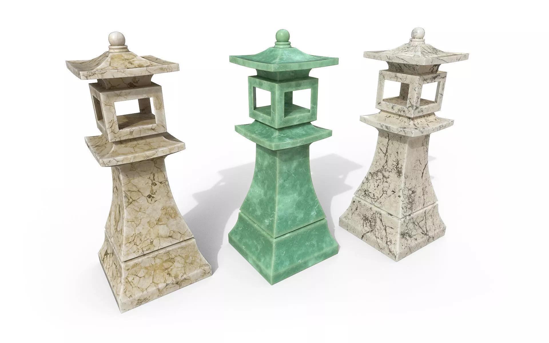 Concrete stone lantern Low-poly 3D model_0