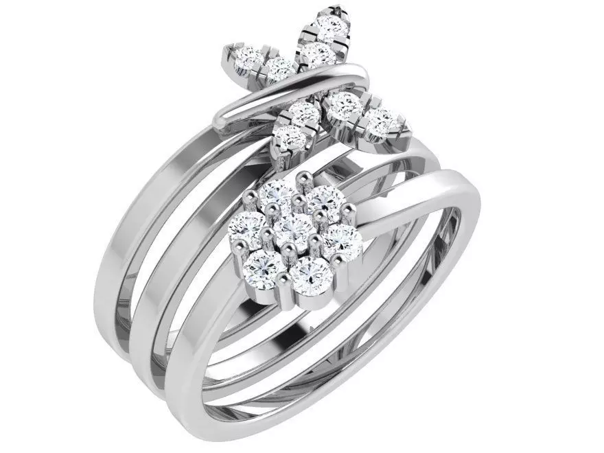 Butterfly Flower Spiral Ring 4614 3D print model