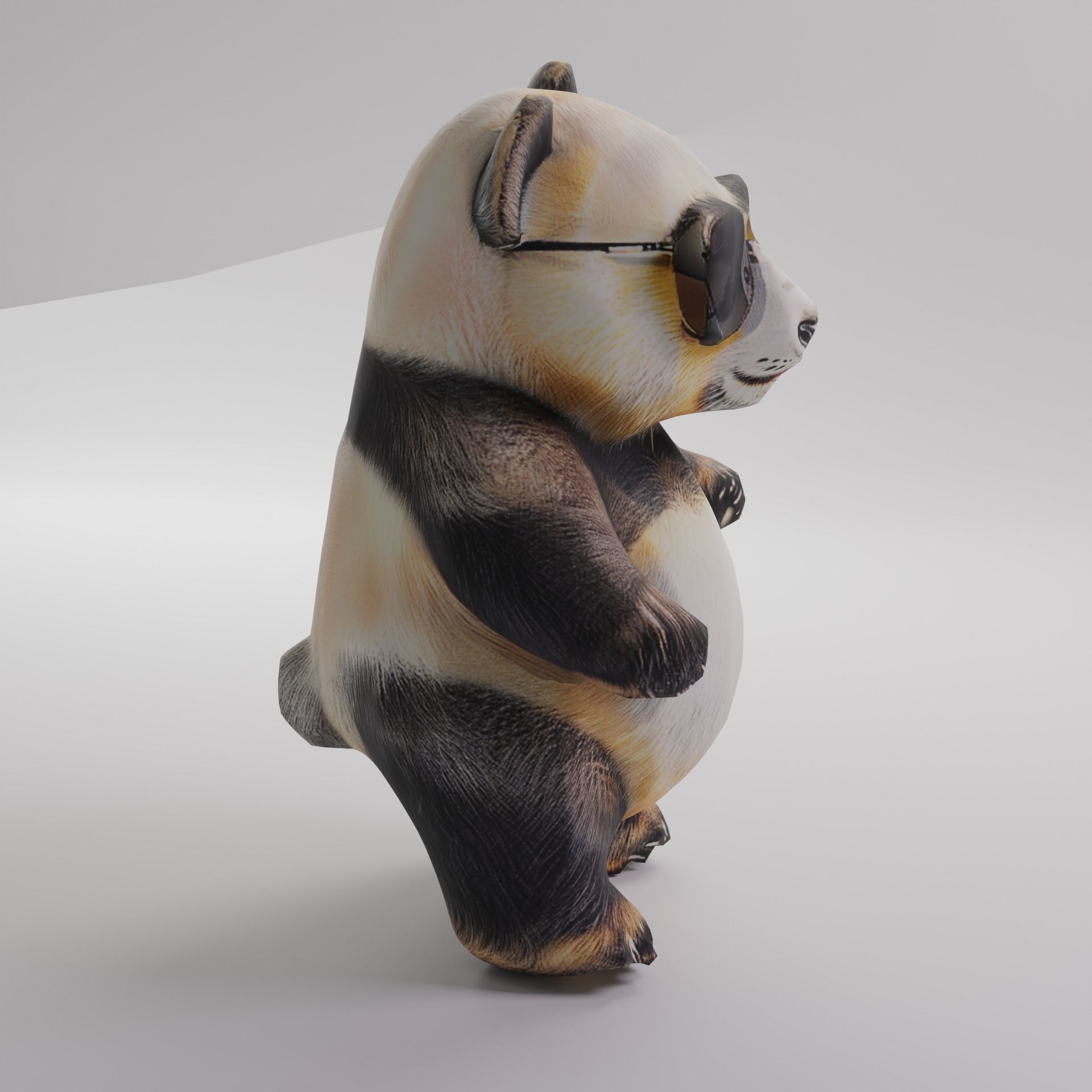 Stylish Panda With Glasses 3D model_1
