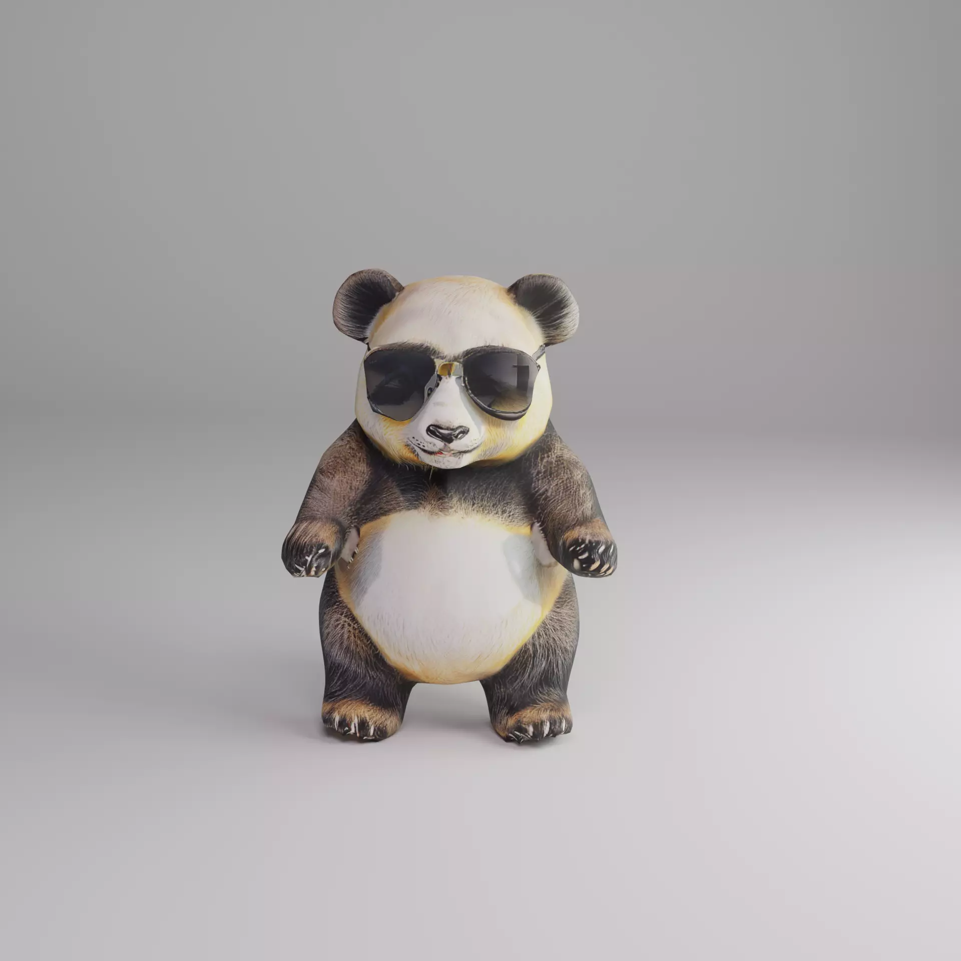 Stylish Panda With Glasses 3D model_0