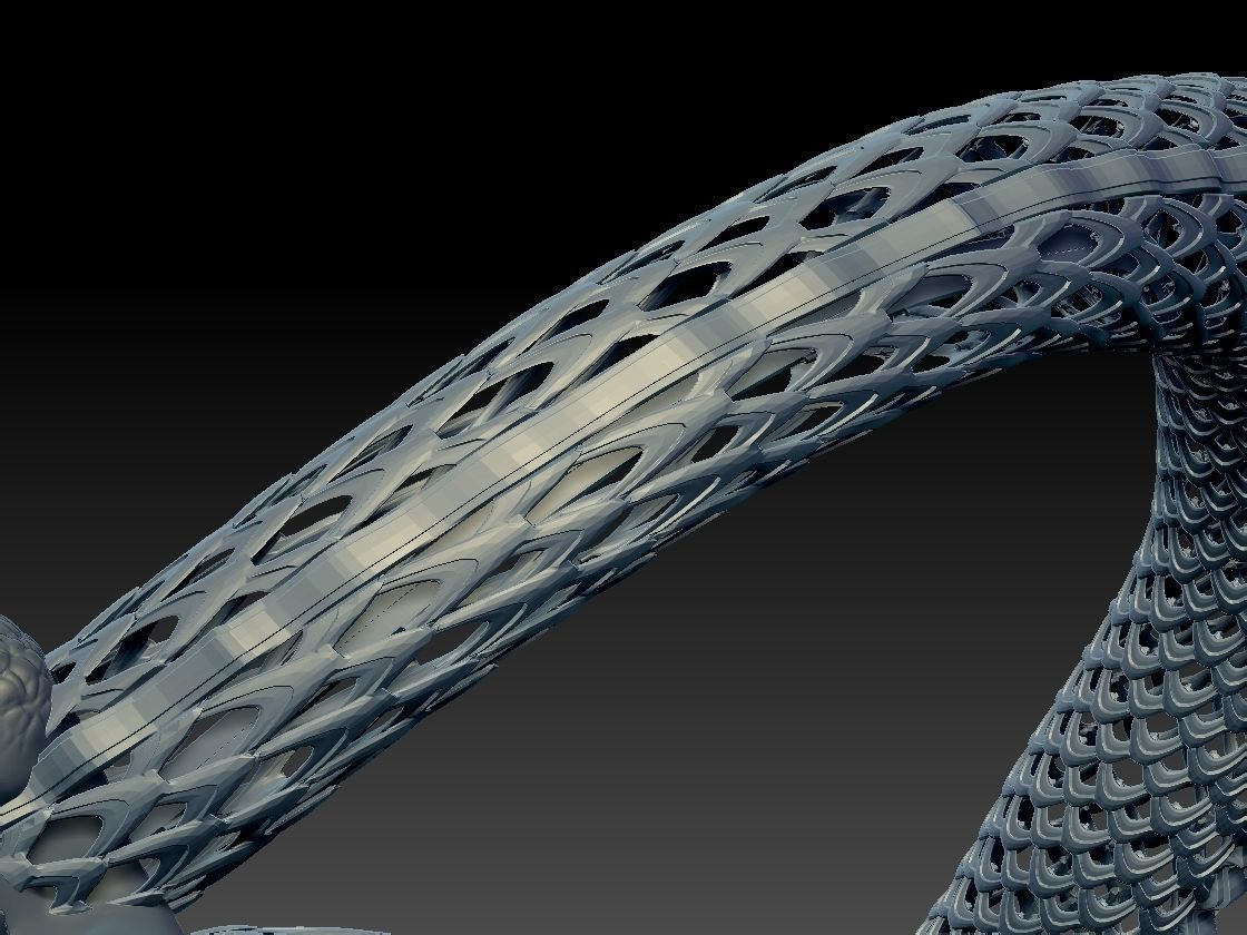 Dragon on a stand with lace tail 3D print model_11