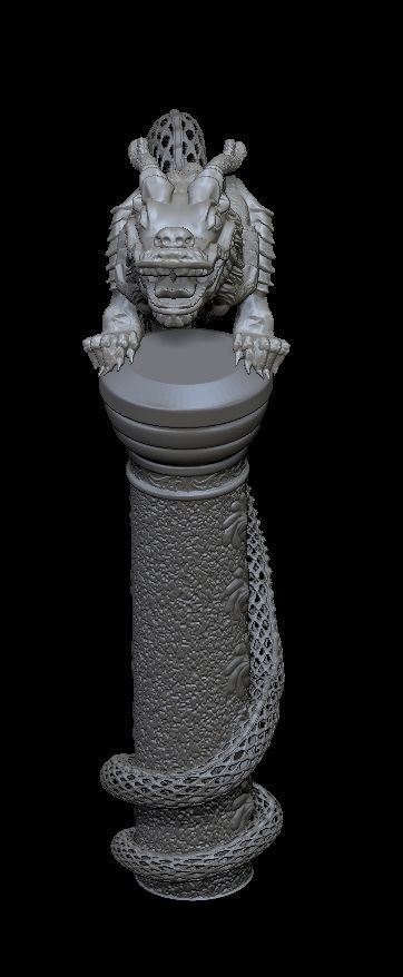 Dragon on a stand with lace tail 3D print model_7