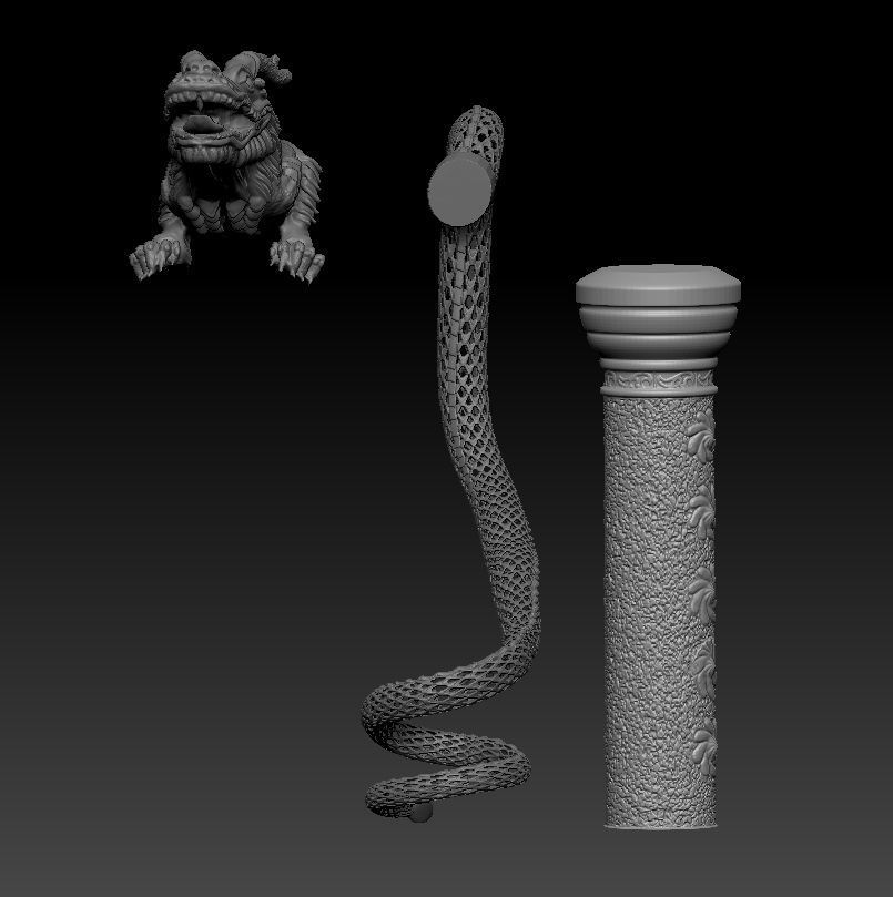 Dragon on a stand with lace tail 3D print model_10