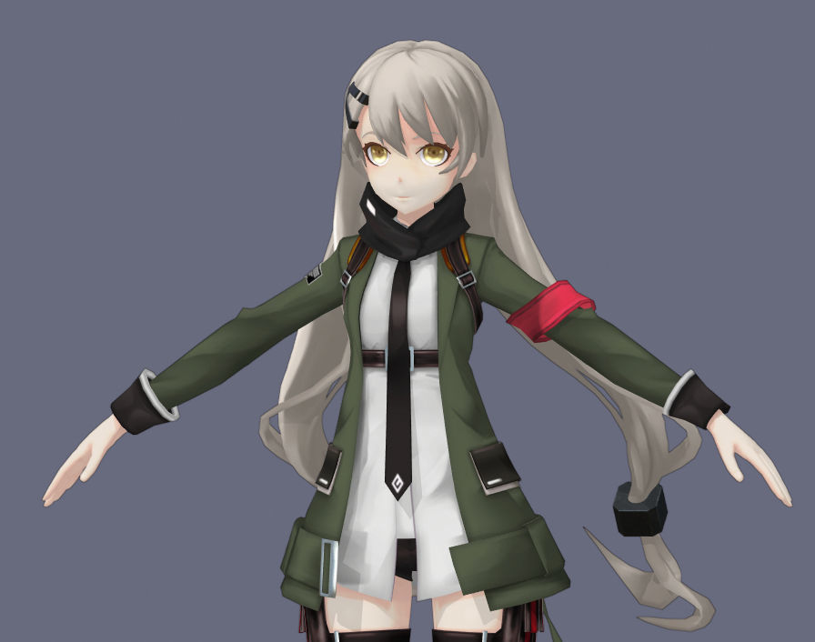 GrMG4 rigged - Girls Frontline Low-poly 3D model Low-poly 3D model_5