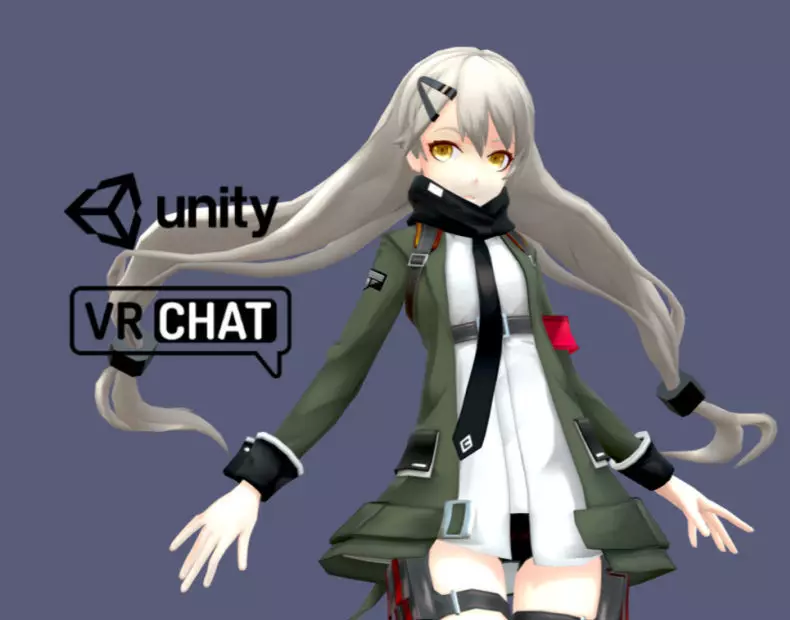 GrMG4 rigged - Girls Frontline Low-poly 3D model Low-poly 3D model_0