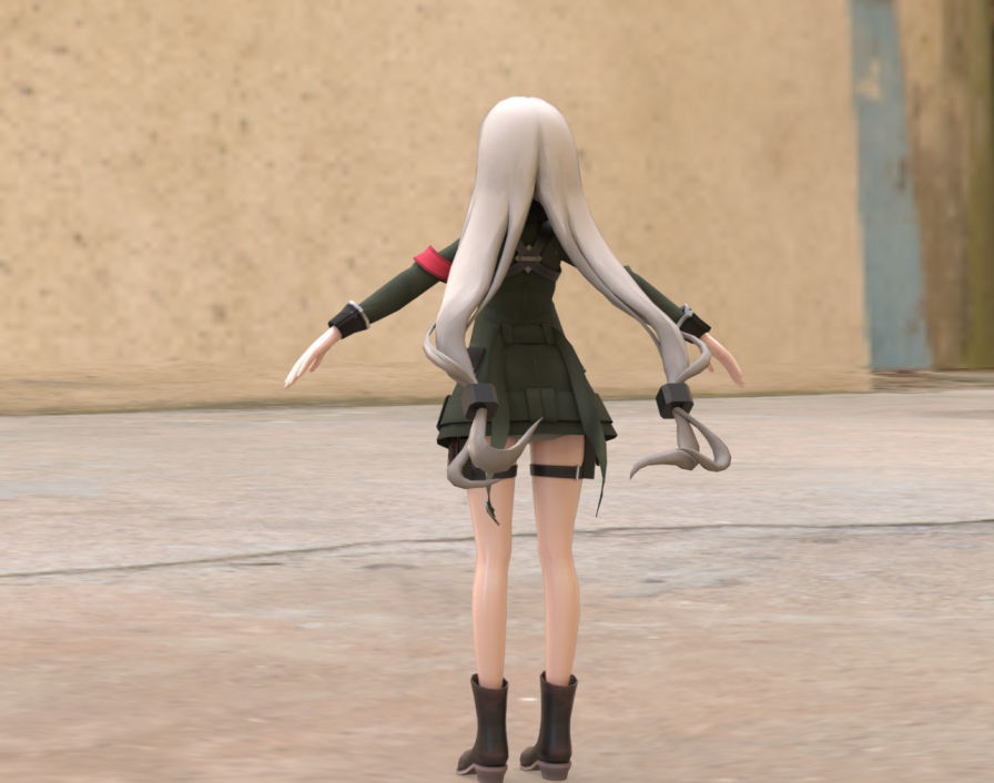 GrMG4 rigged - Girls Frontline Low-poly 3D model Low-poly 3D model_4