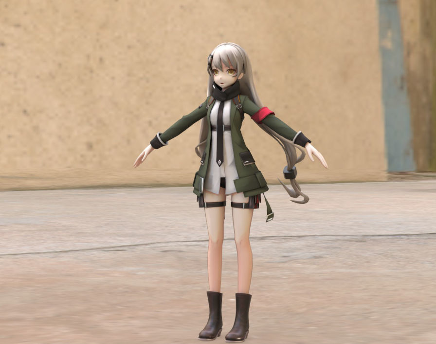 GrMG4 rigged - Girls Frontline Low-poly 3D model Low-poly 3D model_3