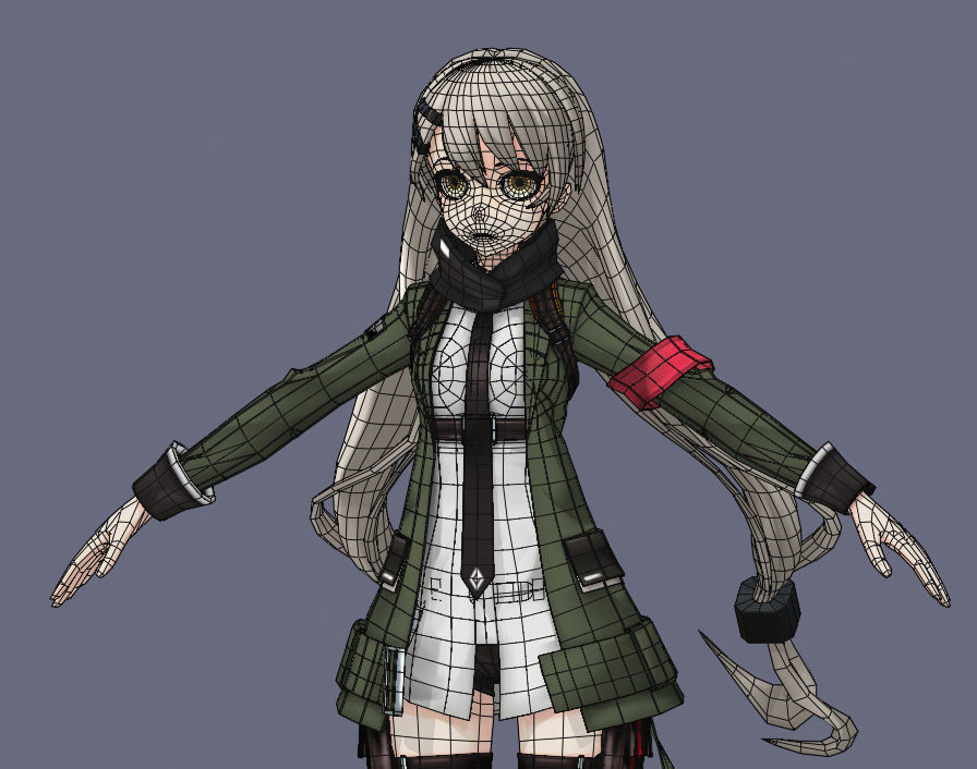 GrMG4 rigged - Girls Frontline Low-poly 3D model Low-poly 3D model_6