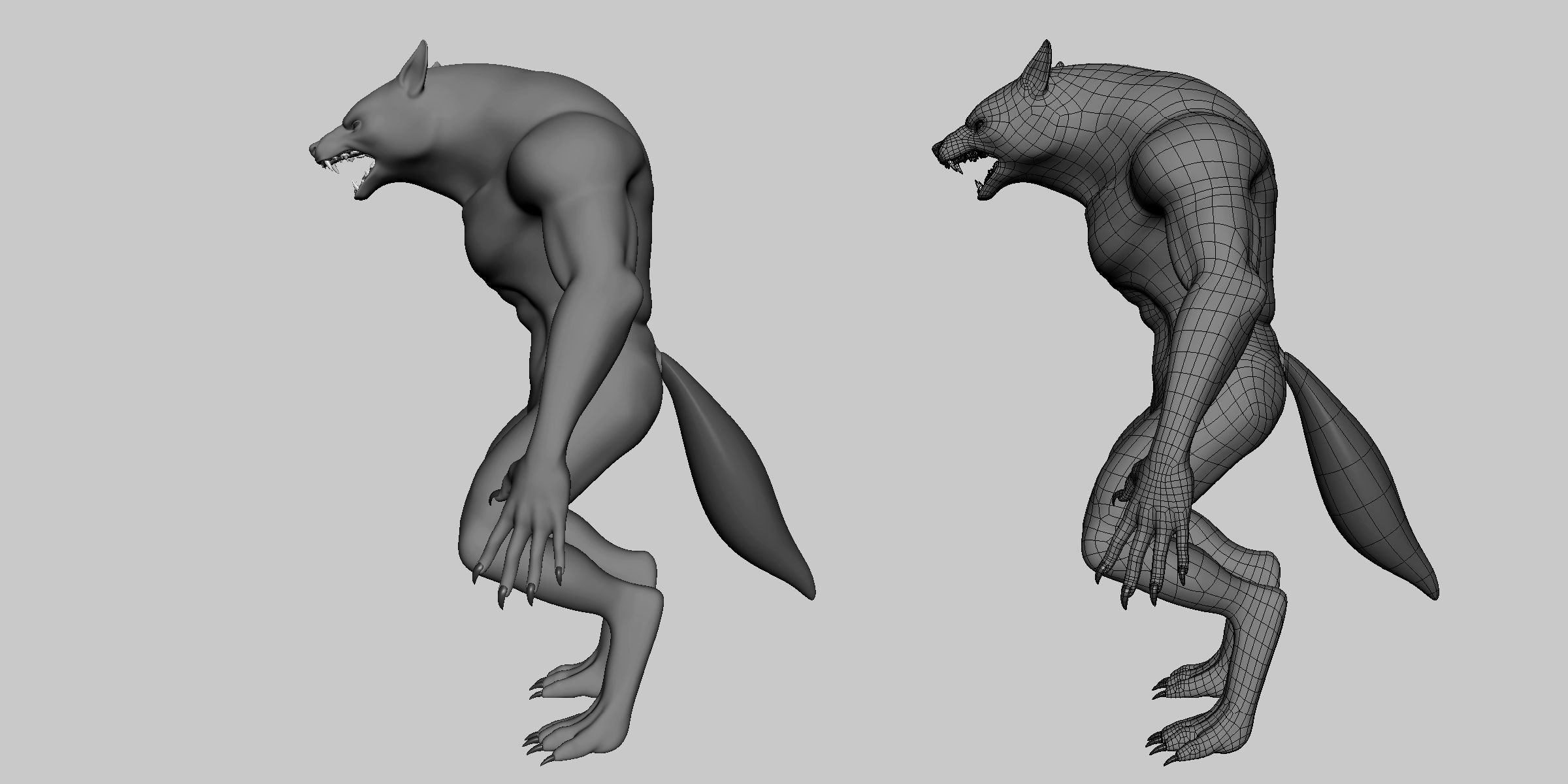 WareWolf Basemesh Low-poly 3D model_4