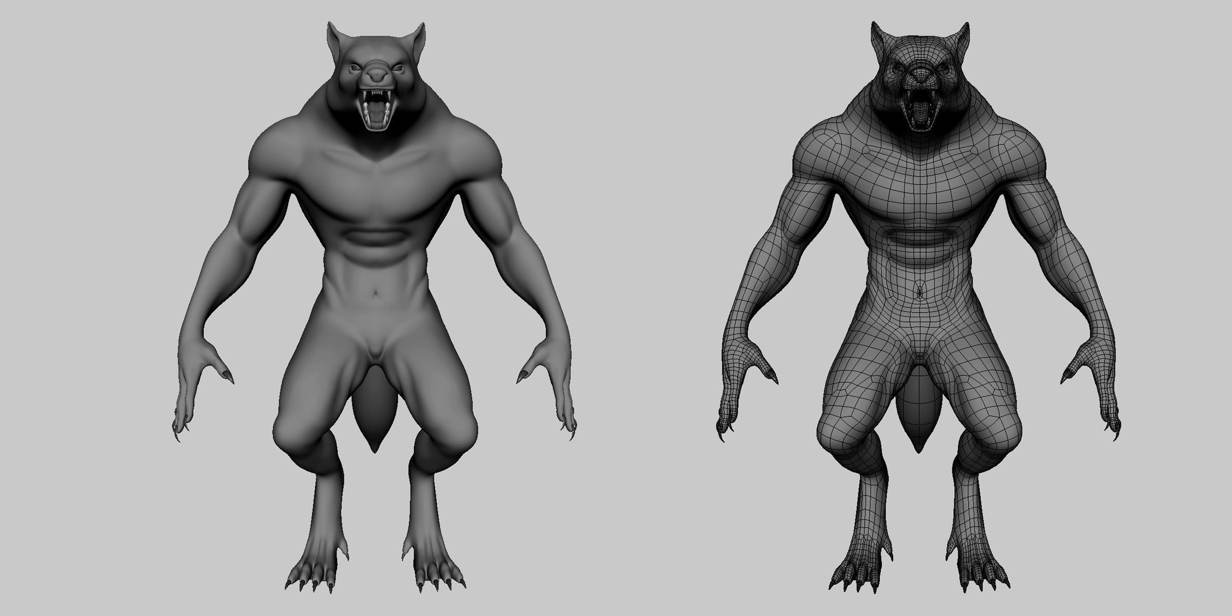 WareWolf Basemesh Low-poly 3D model_3