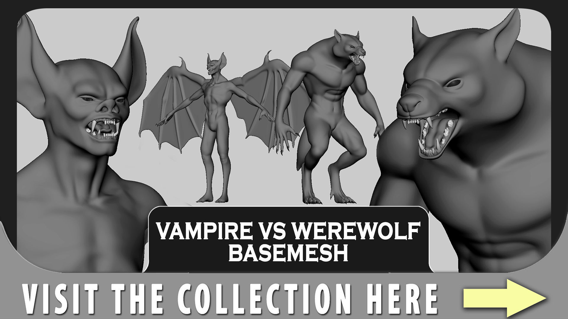 WareWolf Basemesh Low-poly 3D model_8