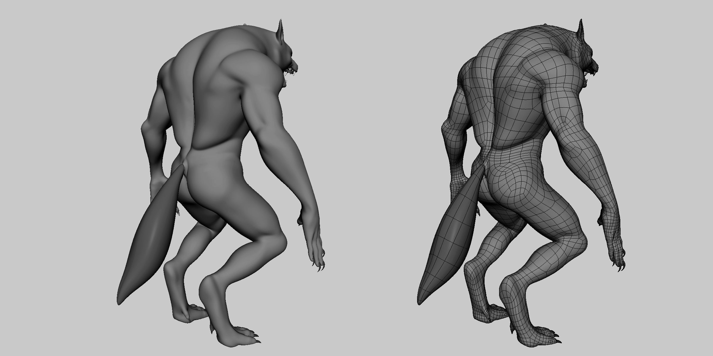 WareWolf Basemesh Low-poly 3D model_5