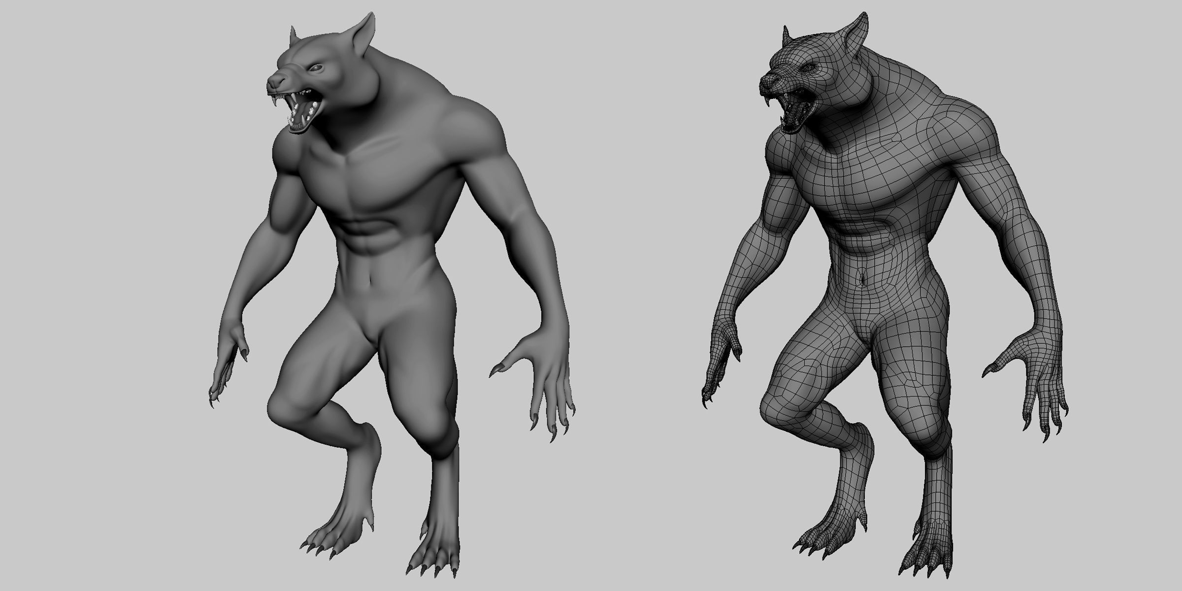 WareWolf Basemesh Low-poly 3D model_2