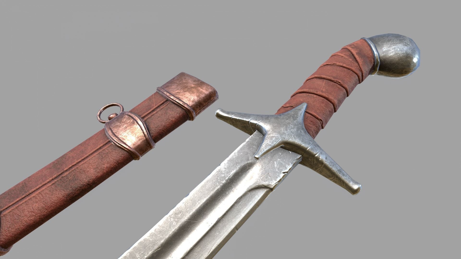 Pirate Saber Low-poly 3D model_15