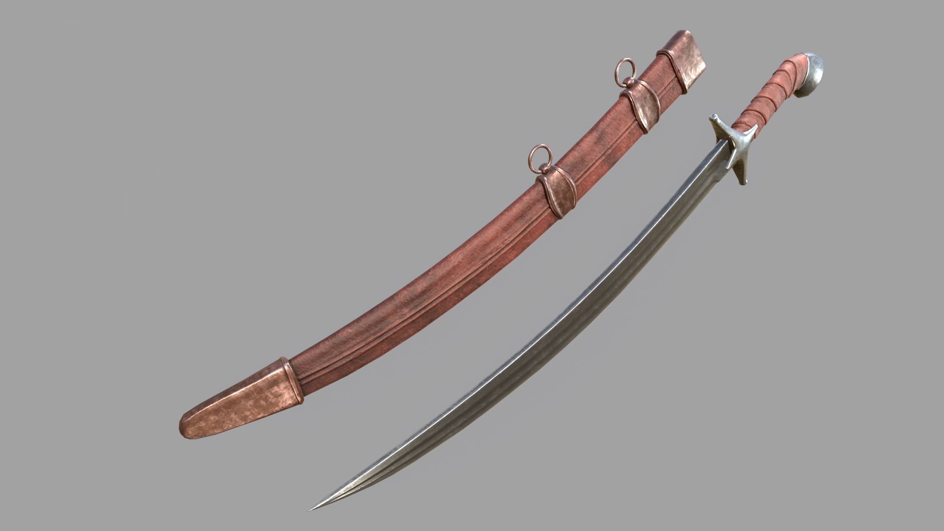 Pirate Saber Low-poly 3D model_13