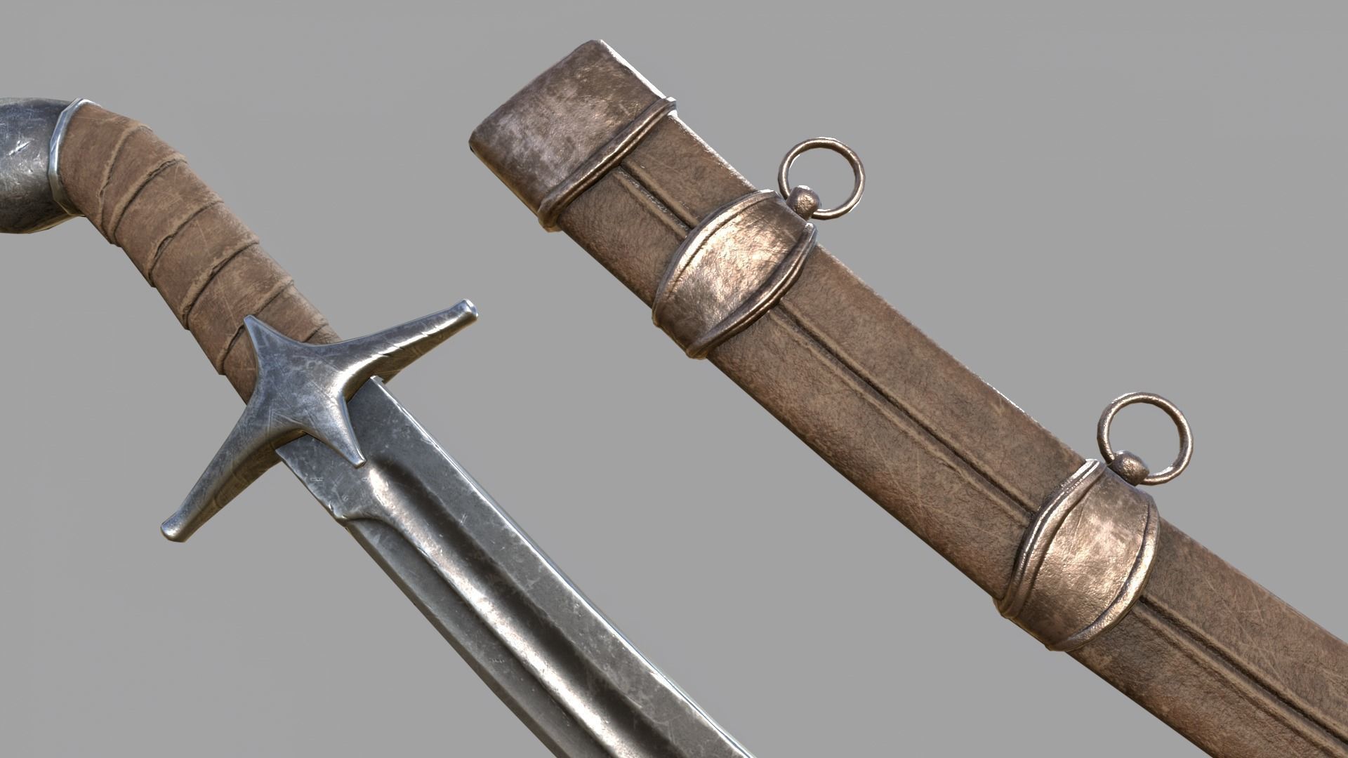 Pirate Saber Low-poly 3D model_7