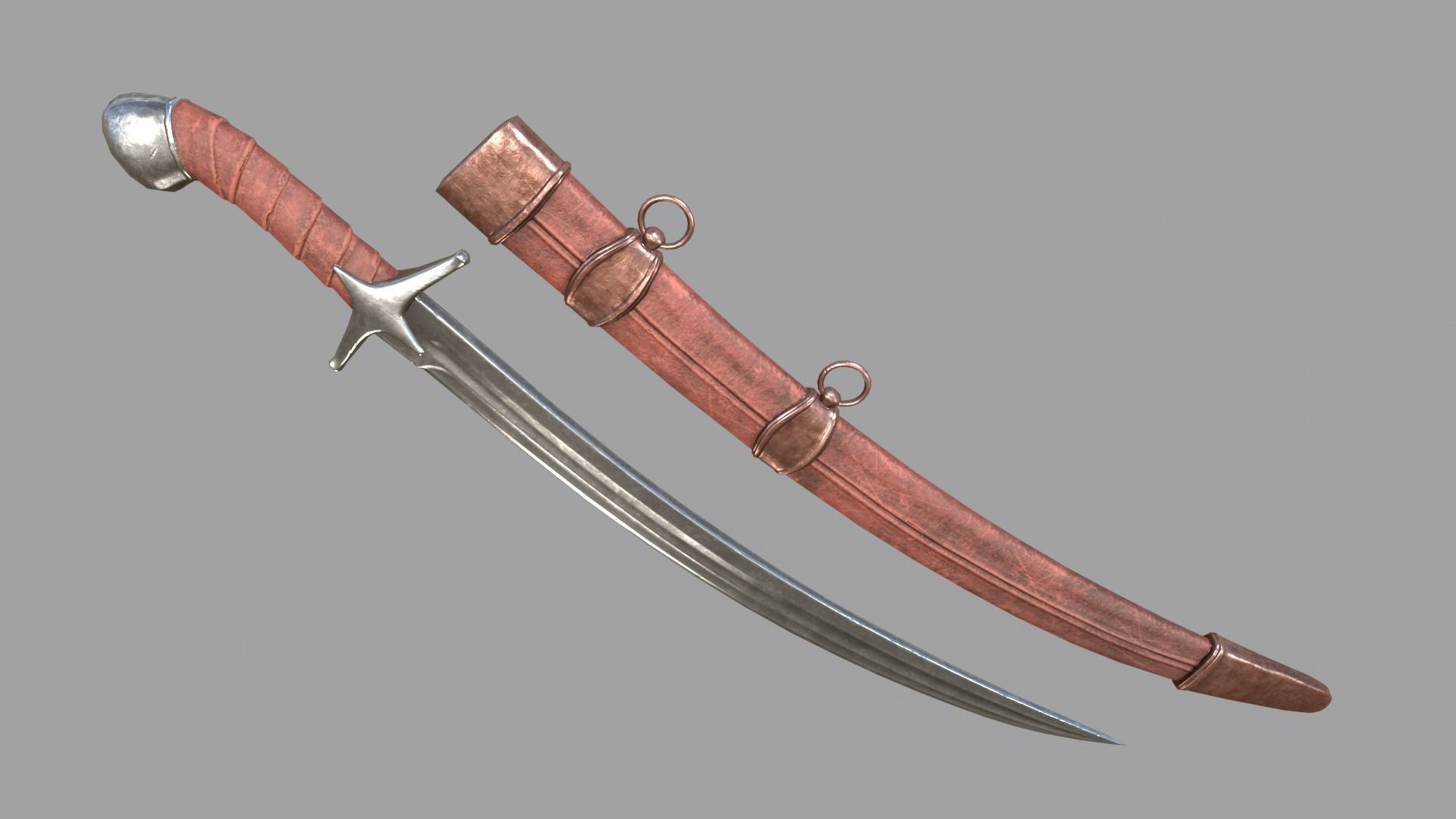 Pirate Saber Low-poly 3D model_11