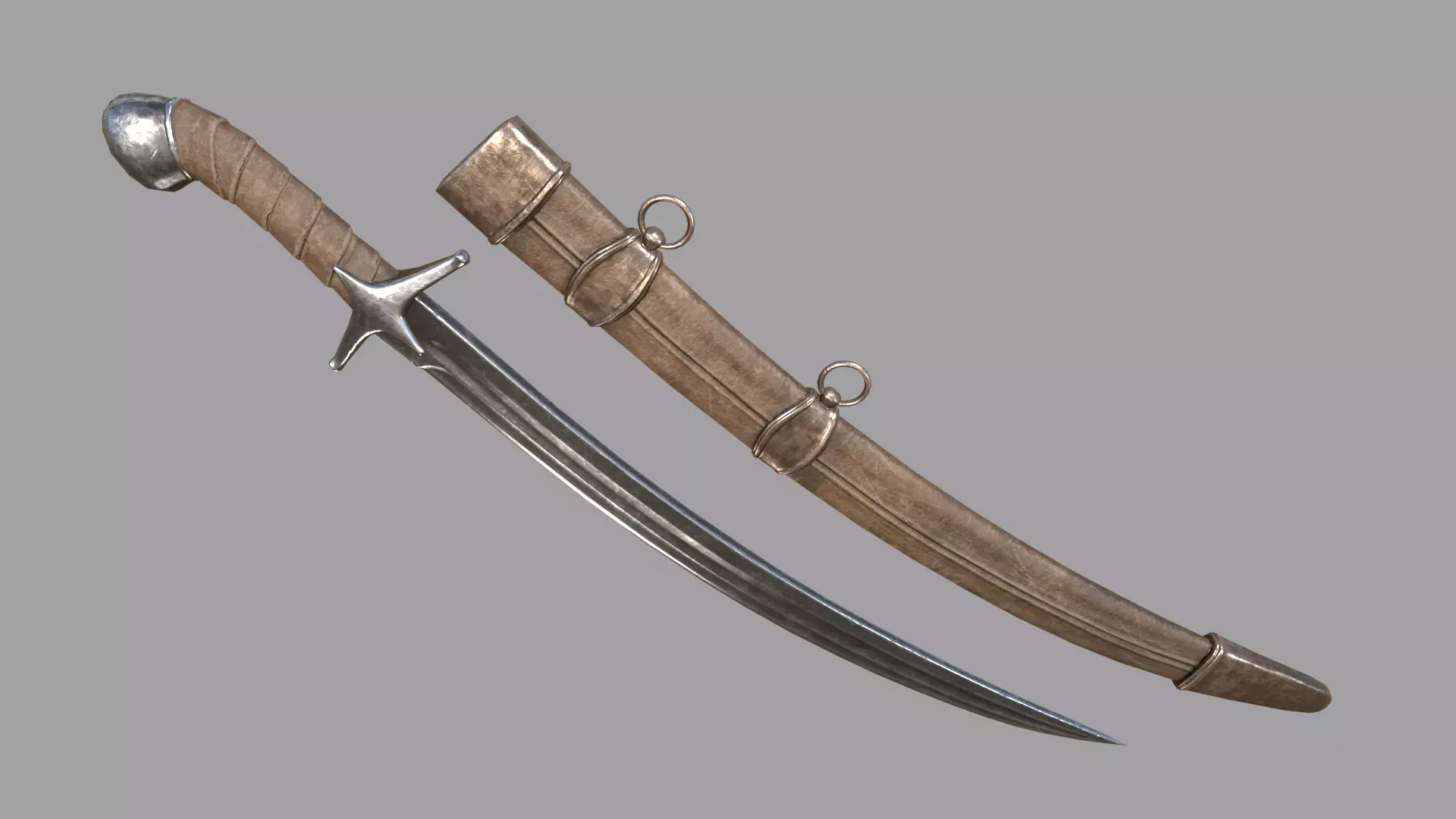 Pirate Saber Low-poly 3D model_0