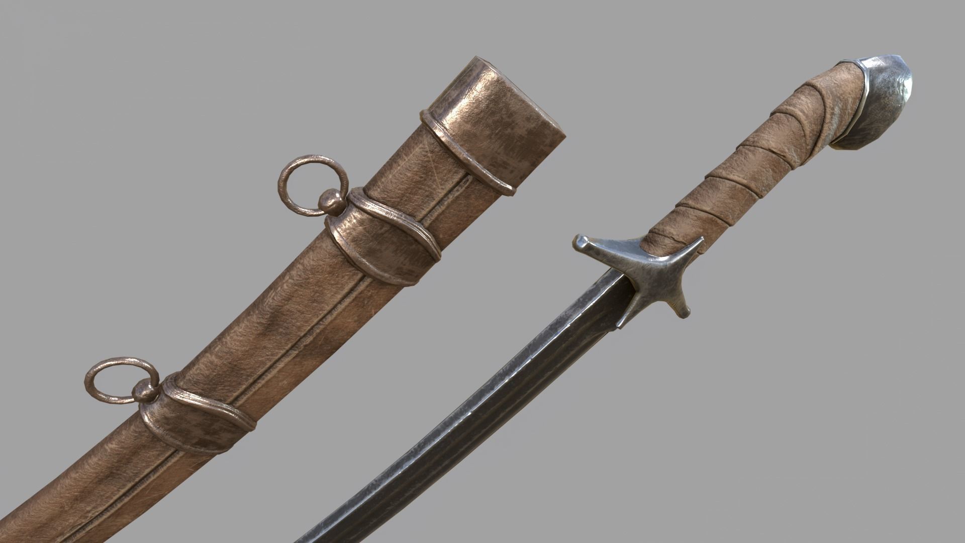 Pirate Saber Low-poly 3D model_5