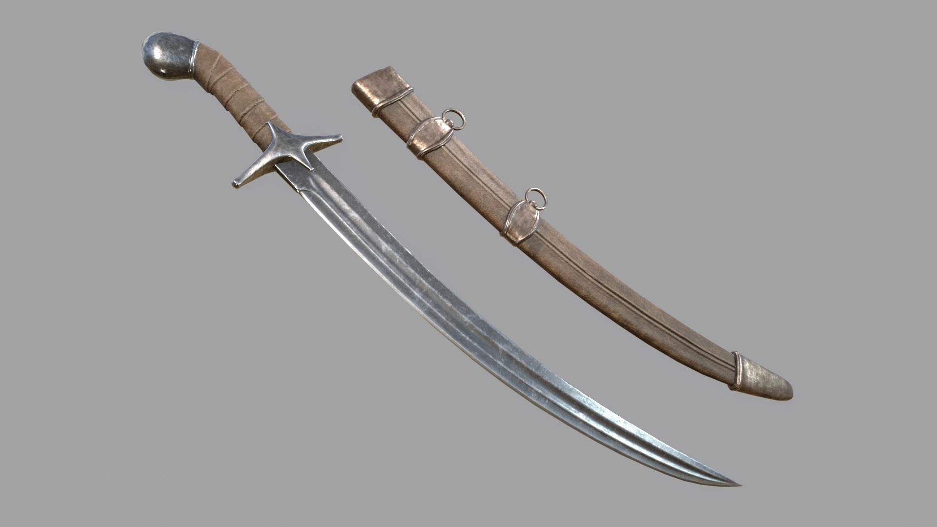 Pirate Saber Low-poly 3D model_8