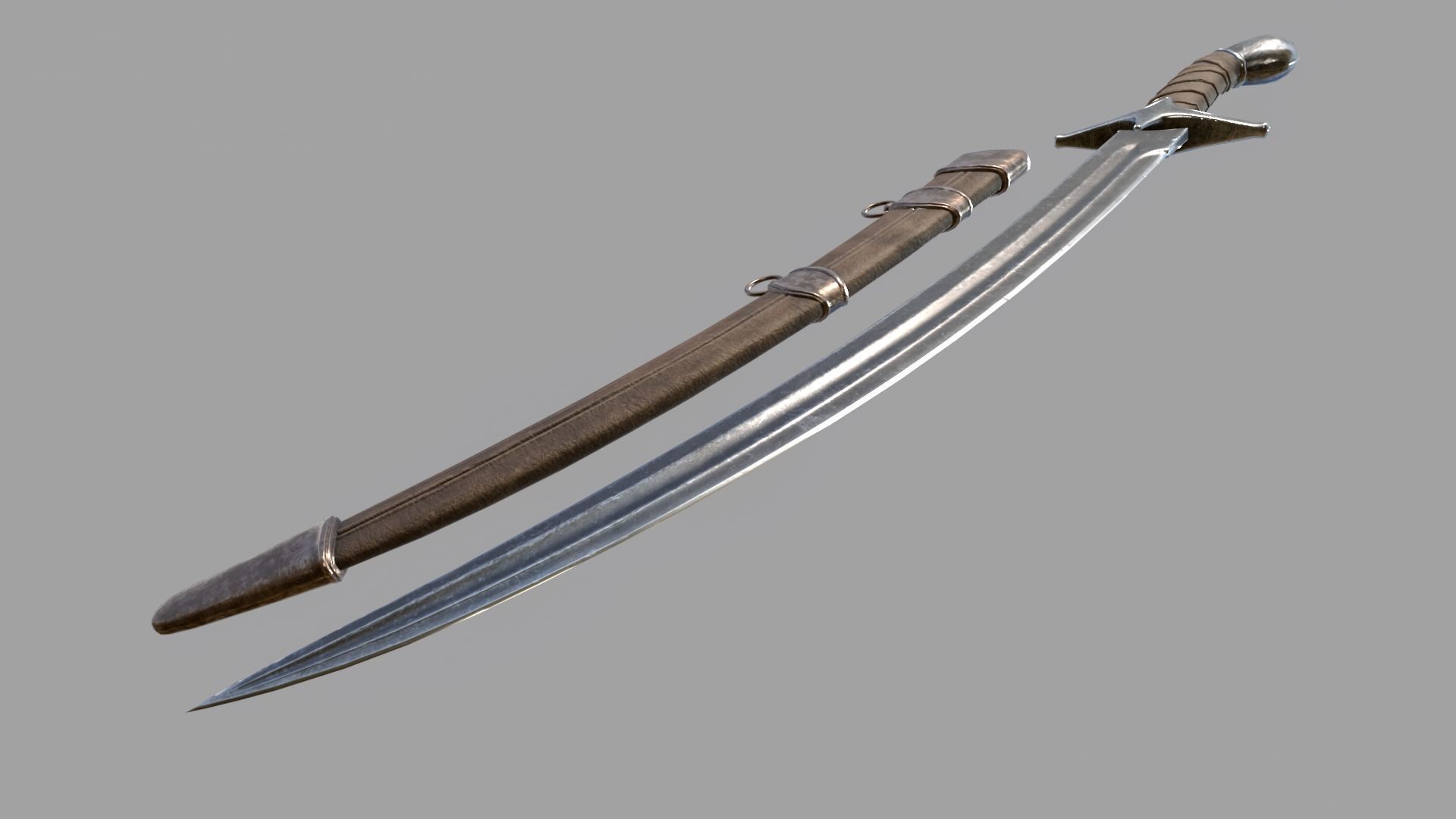 Pirate Saber Low-poly 3D model_10