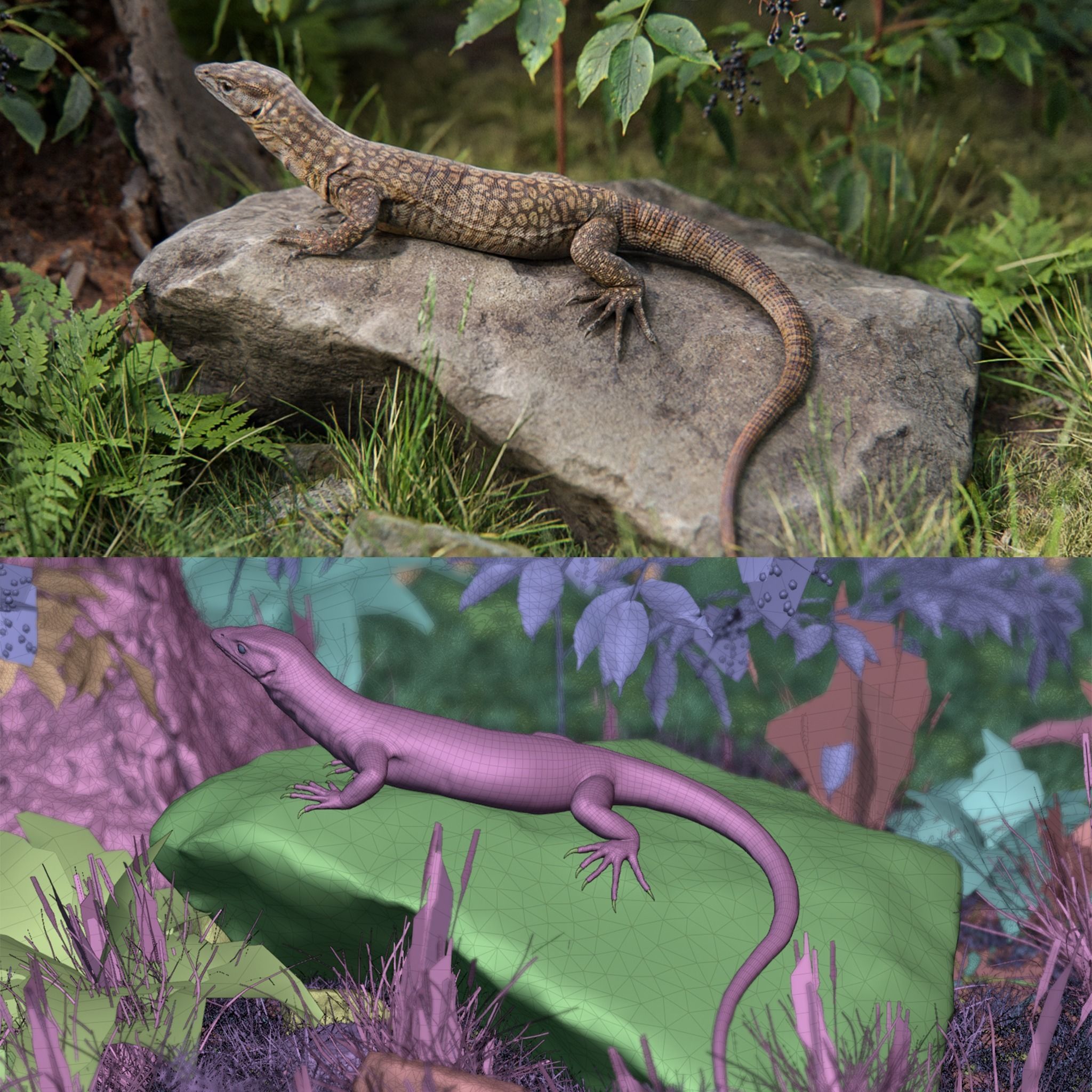 Ackie Monitor Lizard Reaistic 3D model  Rigged and Animated  Low-poly 3D model_7