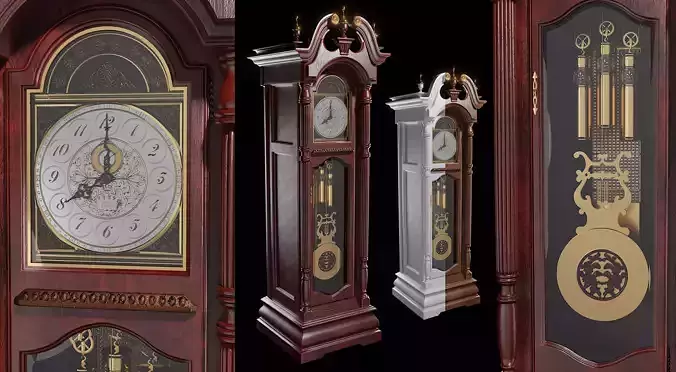 Grandfather Clock - High Fidelity 3D model