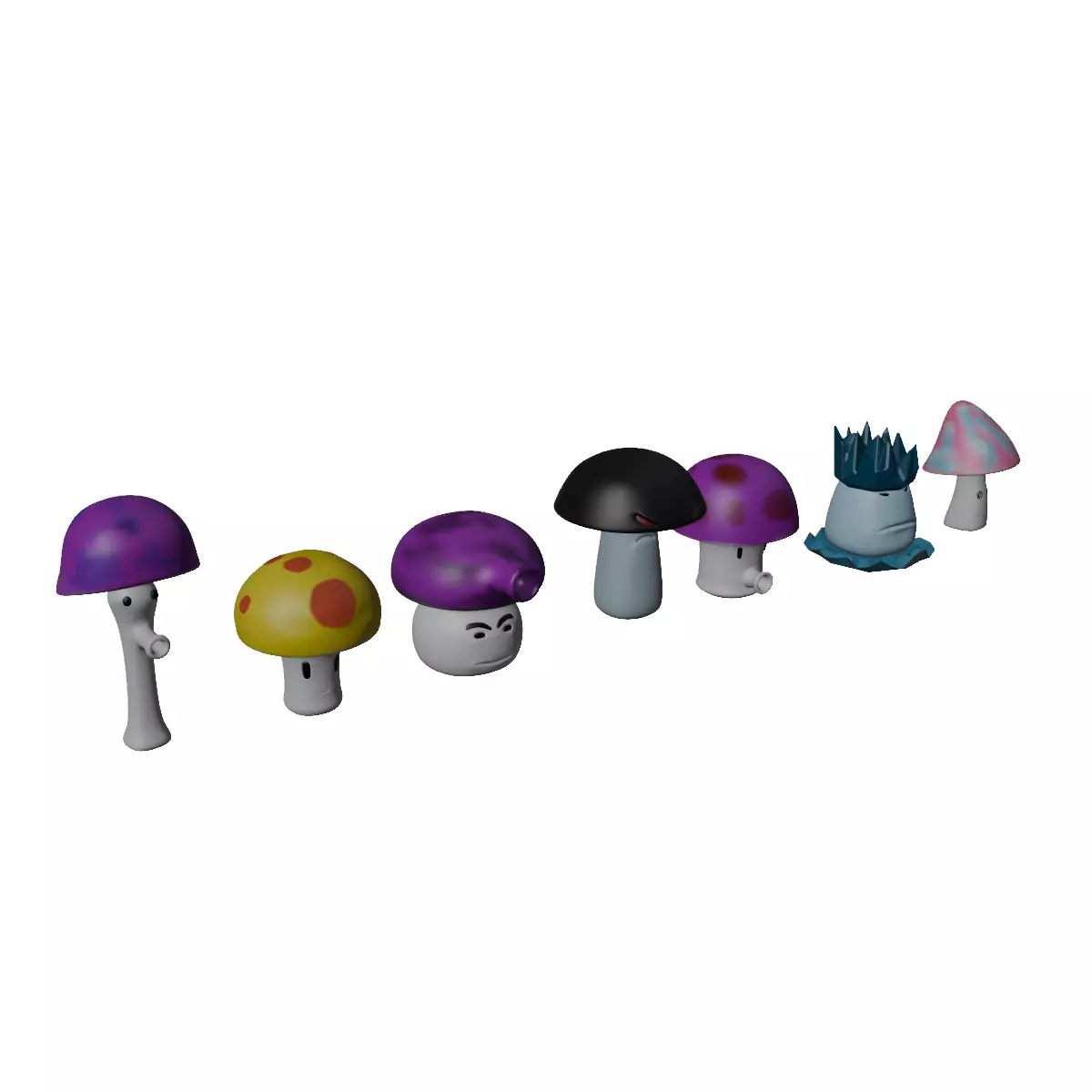 Mushroom attack -mushroom angry Low-poly 3D model_0