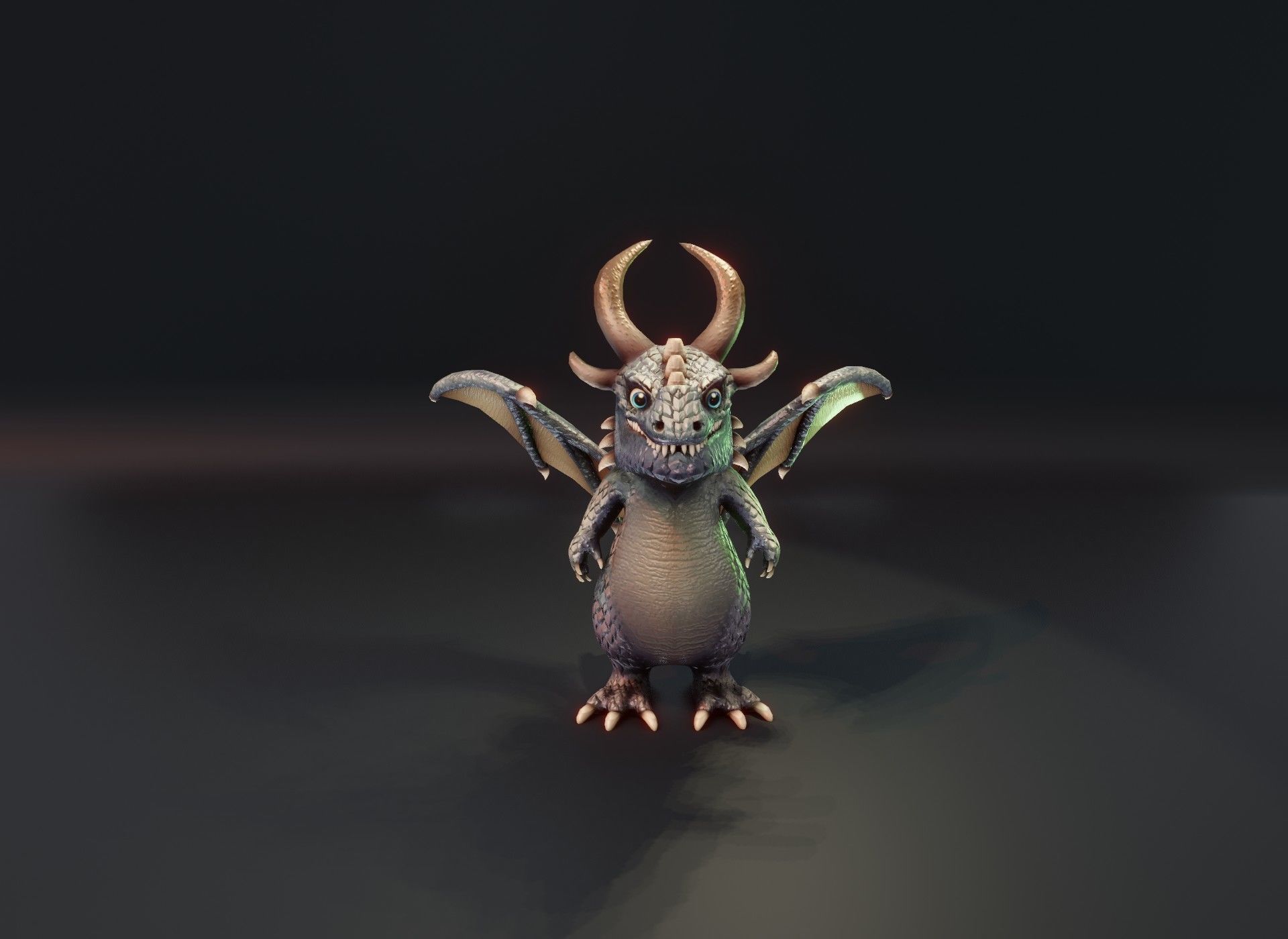 Cartoon Iron Dragon 3D Model Low-poly 3D model_3