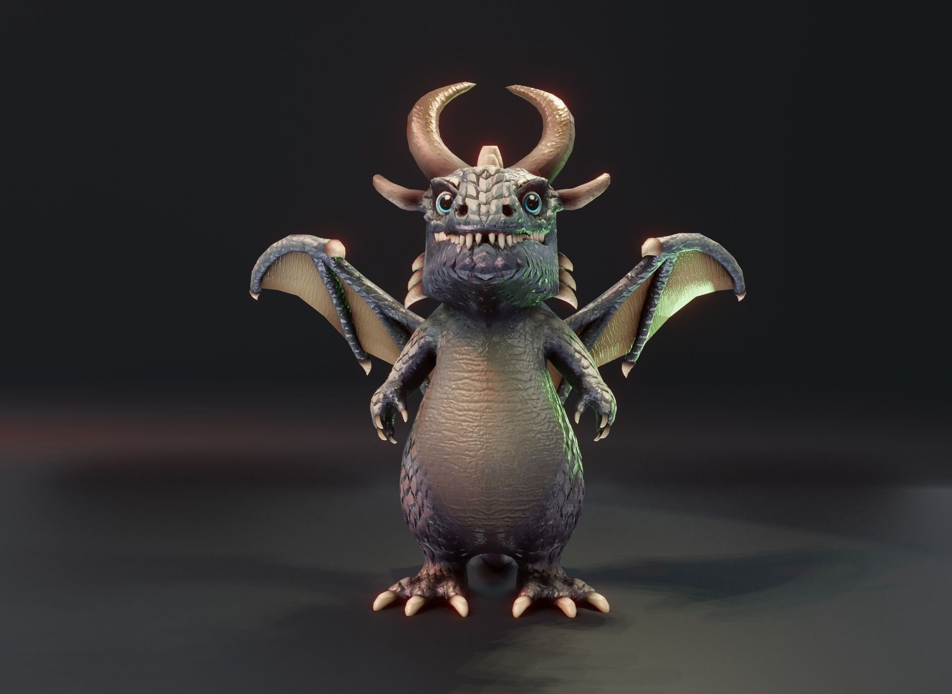 Cartoon Iron Dragon 3D Model Low-poly 3D model_16
