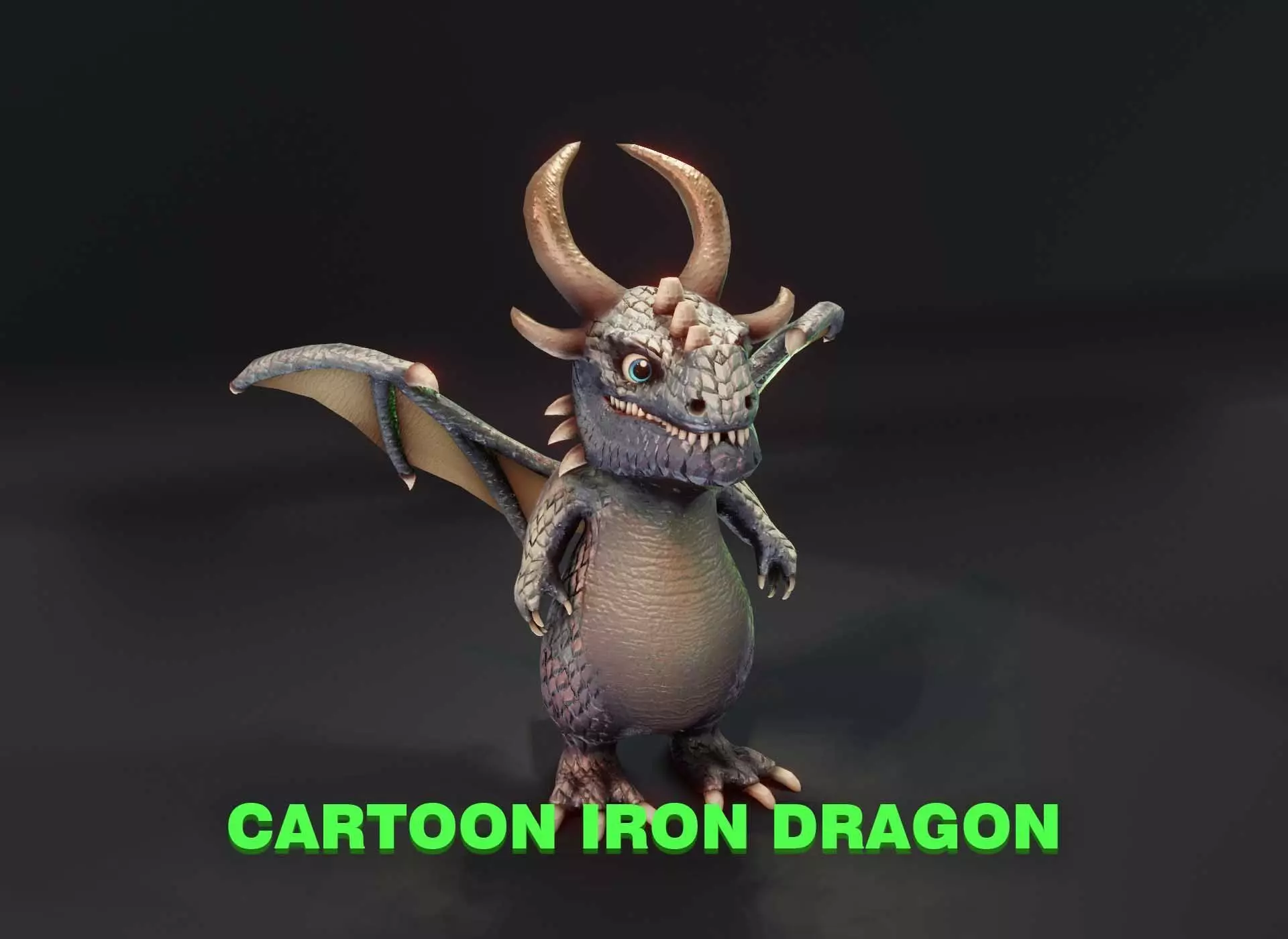 Cartoon Iron Dragon 3D Model Low-poly 3D model_0